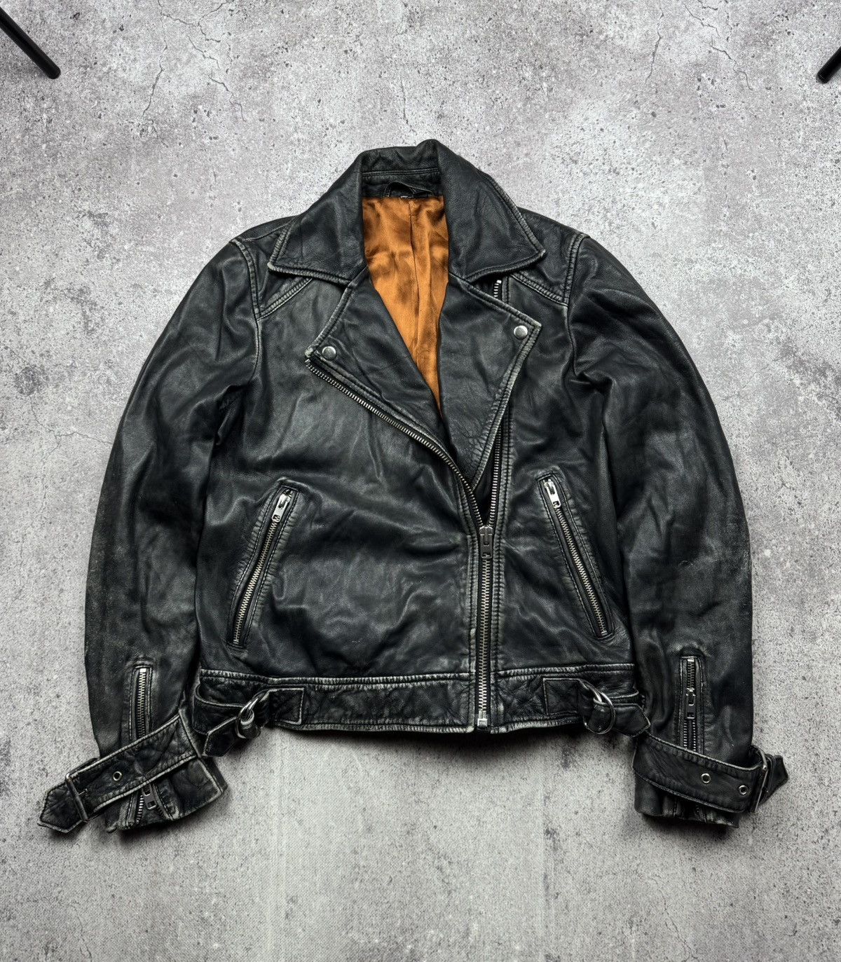 Japanese Brand VINTAGE 90S CROPPED BLACK LEATHER DISTRESSED BIKER JACKET Size US S / EU 44-46 / 1 - 1 Thumbnail