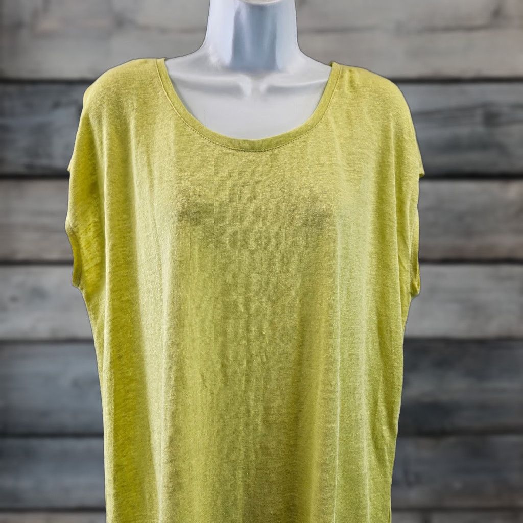 Vintage Tahari Womens Linen Top XL Yellow/Green Scoop Neck Back Button Shirt Adult XL Womens Linen Top Yellow Green Tahari Shirt Top Size XL / US 12-14 / IT 48-50 - 1 Thumbnail