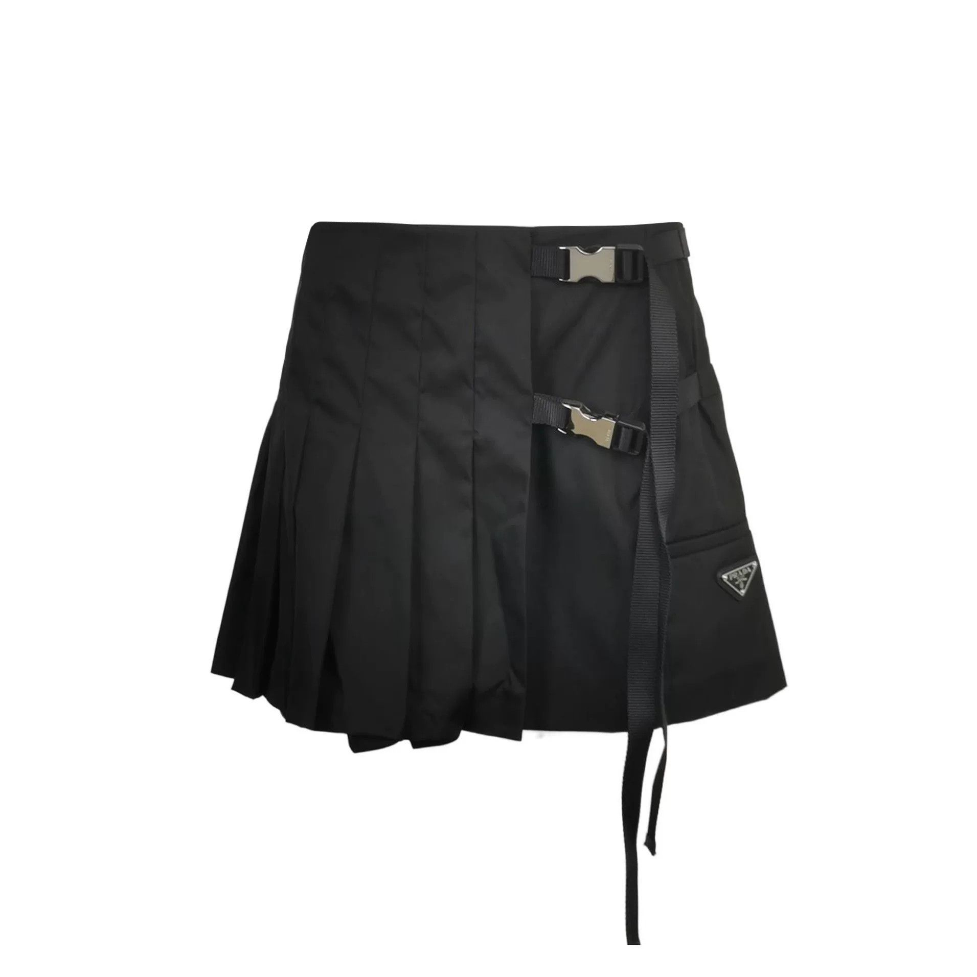 Prada Prada Black Pleated Skirt with Buckle Accents Size 40" / US 18 - 1 Thumbnail