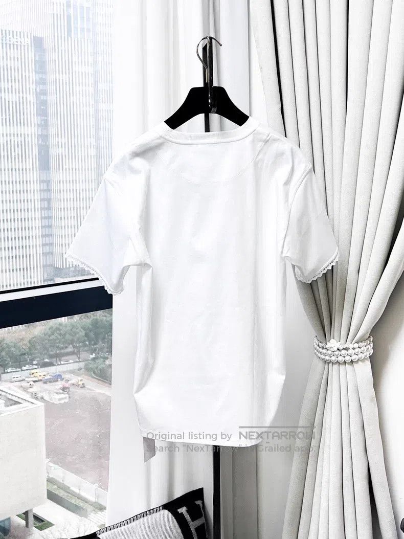 Hermes Hermes White plain knitted embroidered short-sleeve T-shir Size XXS / US 00 / IT 34 - 3 Thumbnail