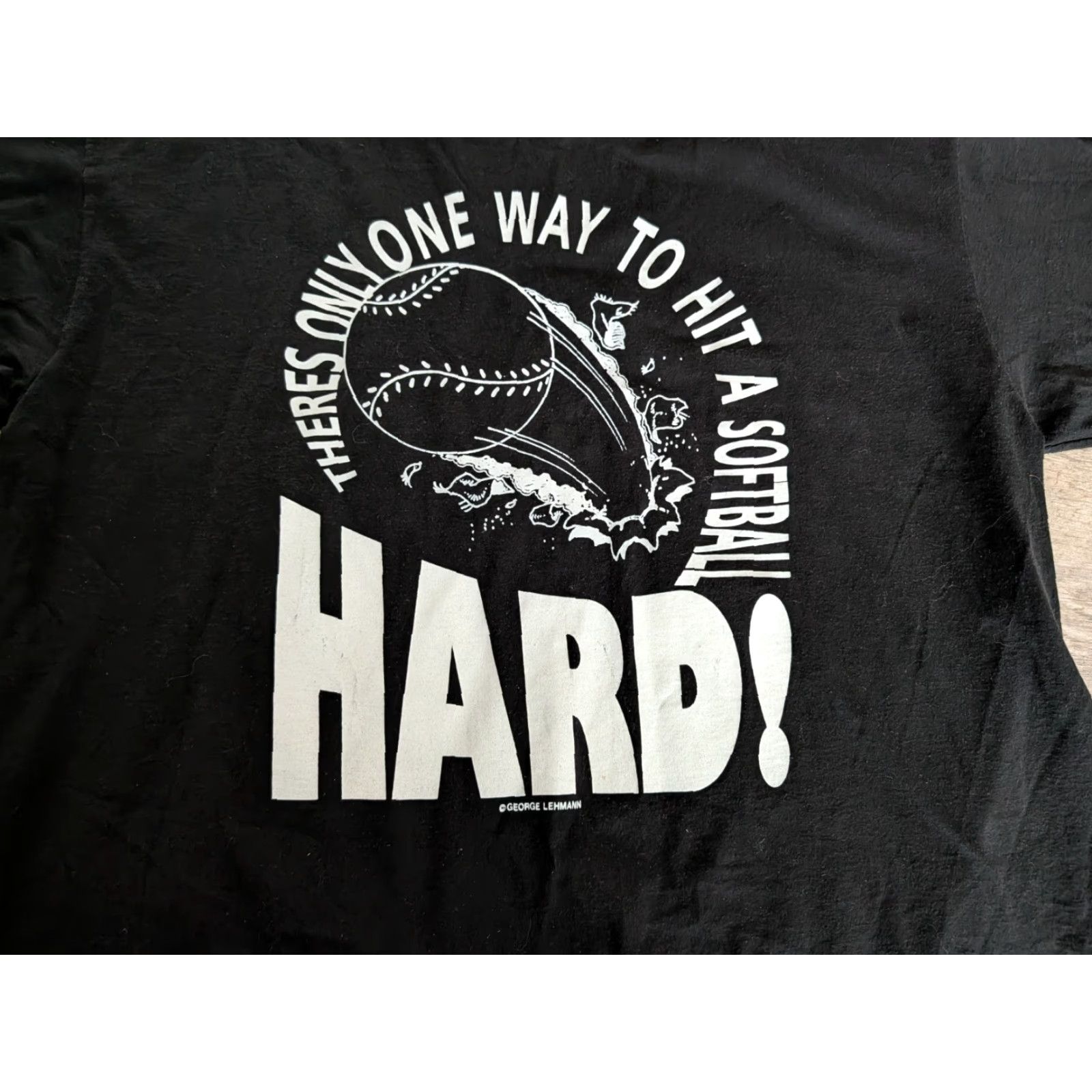 Jerzees VINTAGE Jerzees 50/50 Black T-Shirt XL Crew Neck Short Sleeve Graphic Print Softball Player USA 90s Mens Size US XL / EU 56 / 4 - 3 Thumbnail