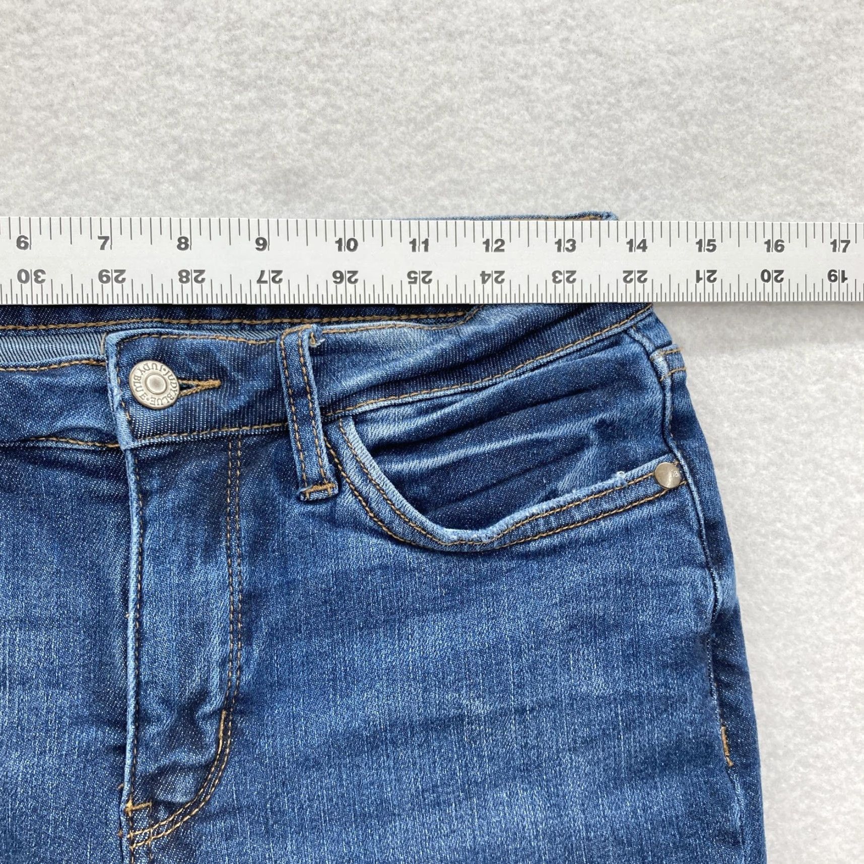 Denime Judy Blue Jeans Womens Skinny Fit Medium Wash Blue Stretch Denim 28in Inseam Pockets Slim Rise Mid 8.5-10.5in Size 28" / US 6 / IT 42 - 6 Thumbnail