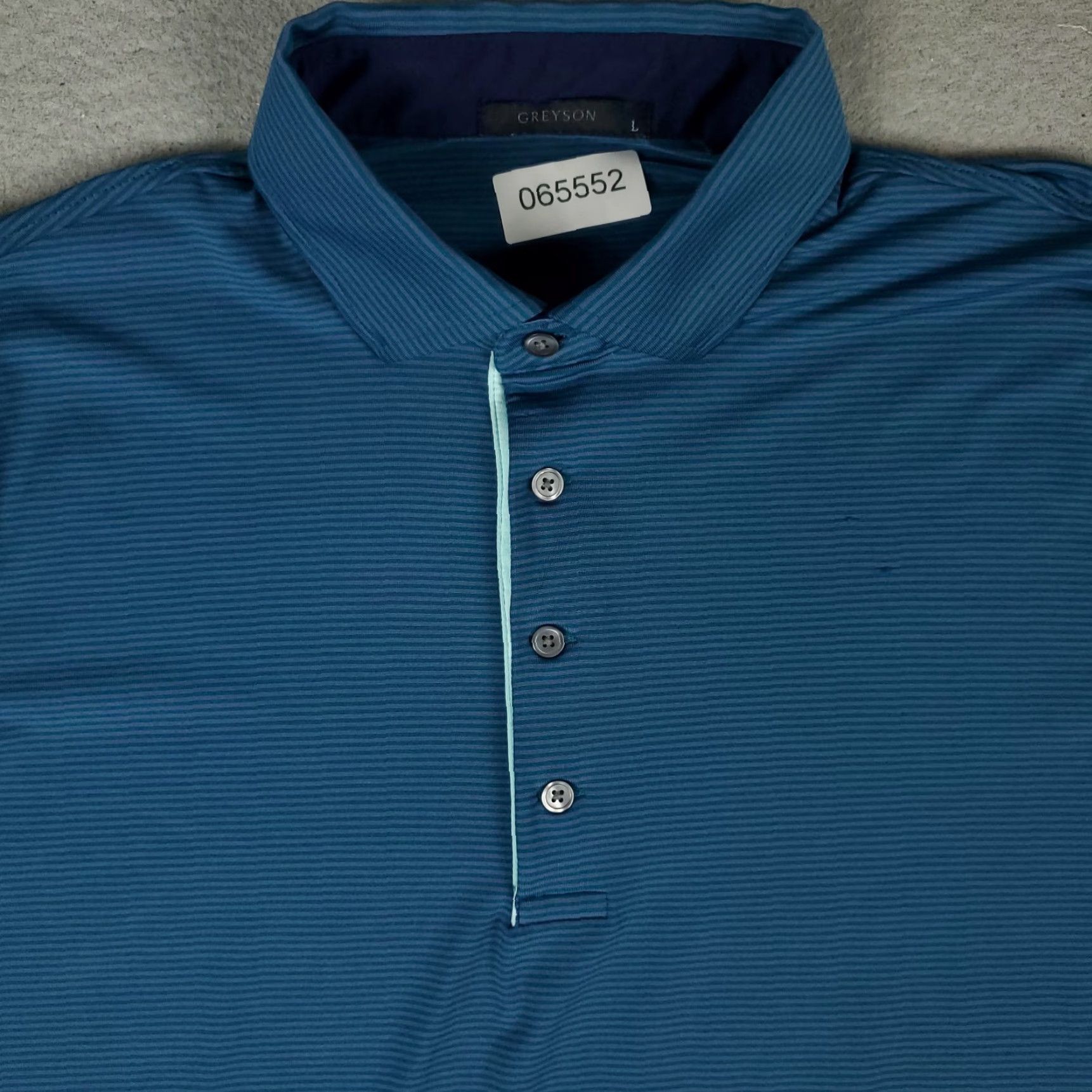 Vintage Greyson Polo Shirt Mens Size Large Blue Striped Wolf Golf Casual Short Sleeve Size US L / EU 52-54 / 3 - 2 Thumbnail