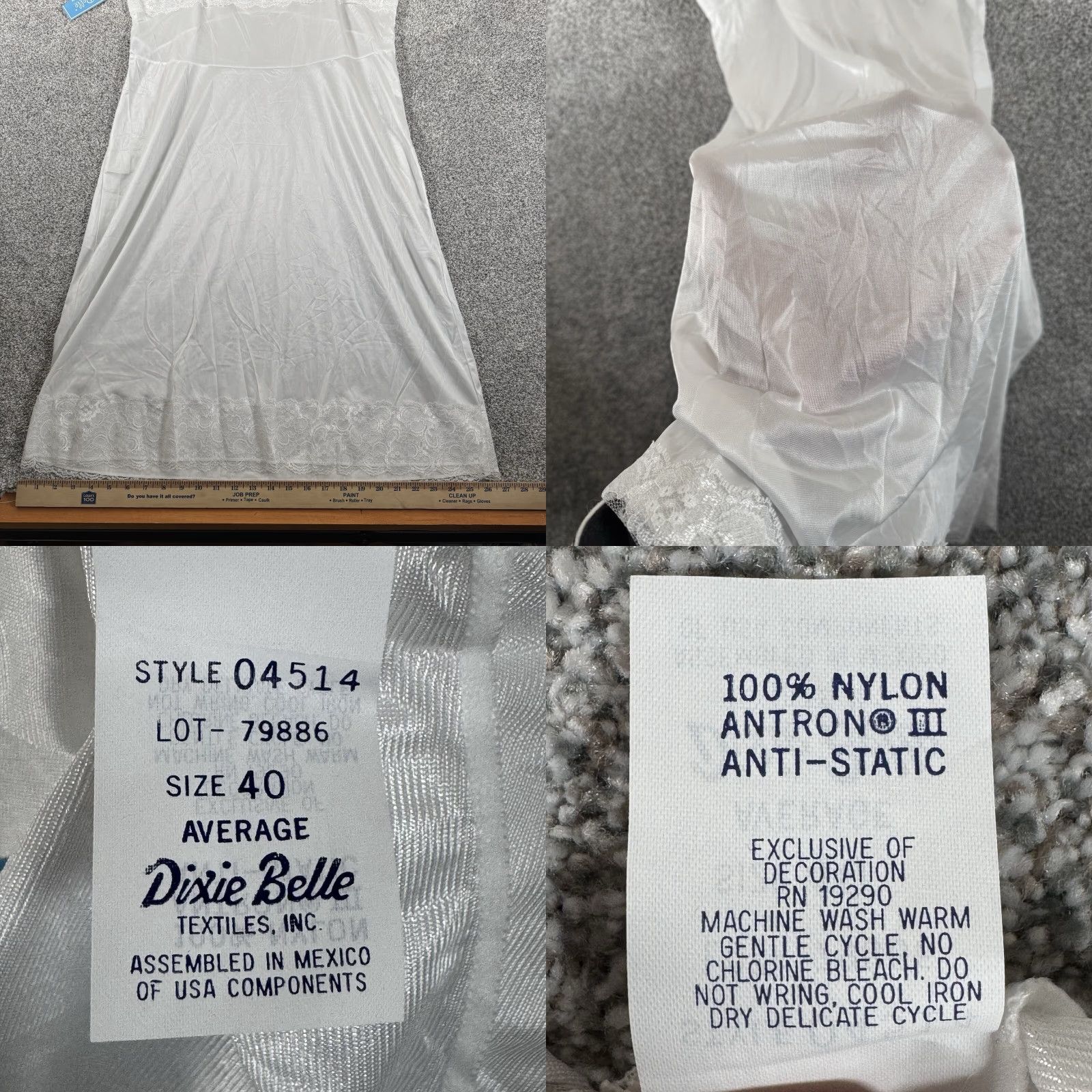 Vintage Dixie Belle Slip Dress 40 Lace Satin Vintage 80s Coquette Romantic Semi-Sheer Women Slip Size S / US 4 / IT 40 - 8 Thumbnail
