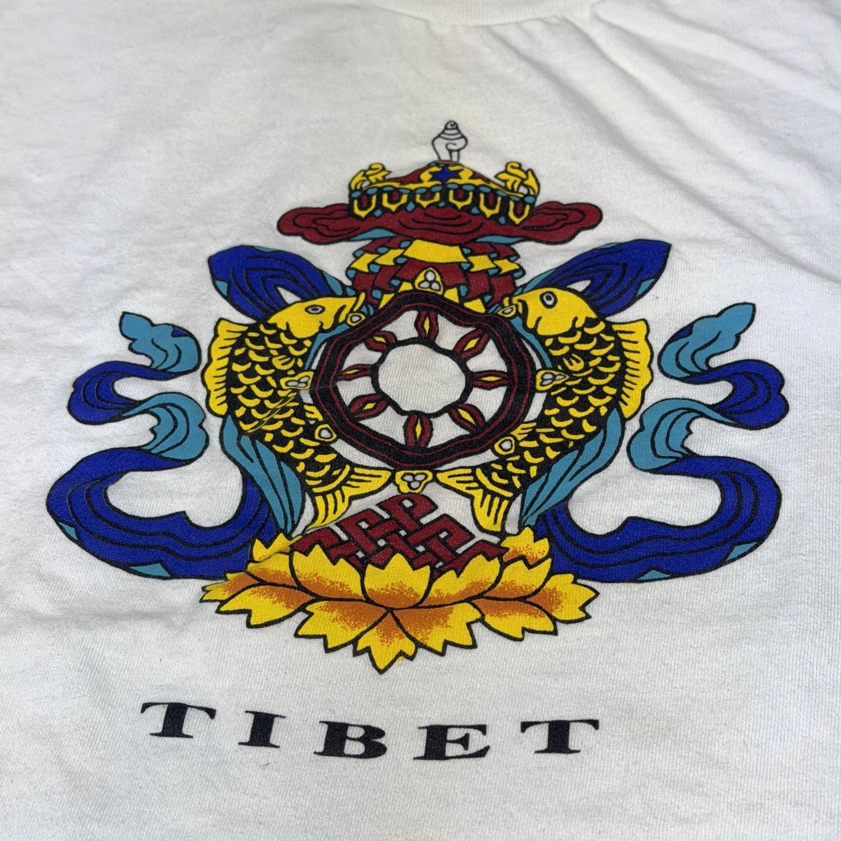 Hanes VINTAGE Hanes Beefy-T Shirt Mens XL White Tibet Crest Graphic Tee USA 90s Size US XL / EU 56 / 4 - 4 Thumbnail