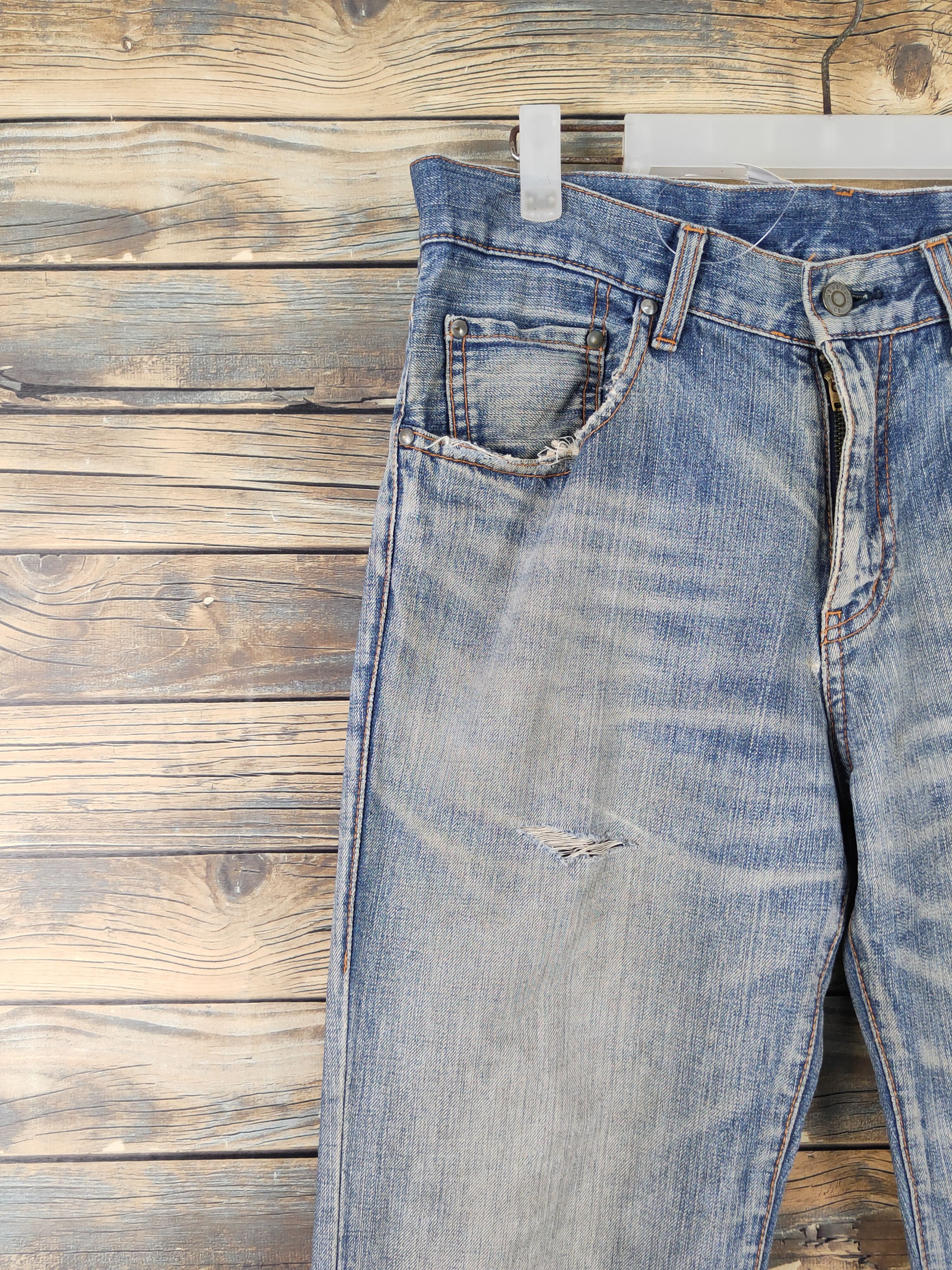ABAHOUSE Abahouse Blue Distressed Ripped Jeans #W1955 Size US 33 - 3 Thumbnail