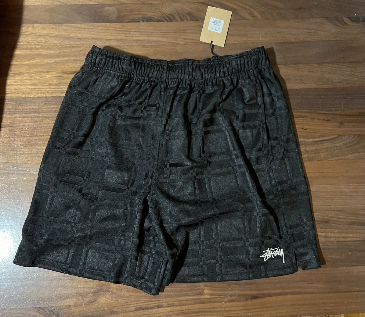 image of Stussy Plaid Mesh Soccer Short In Black Men’S Size Large, Men's