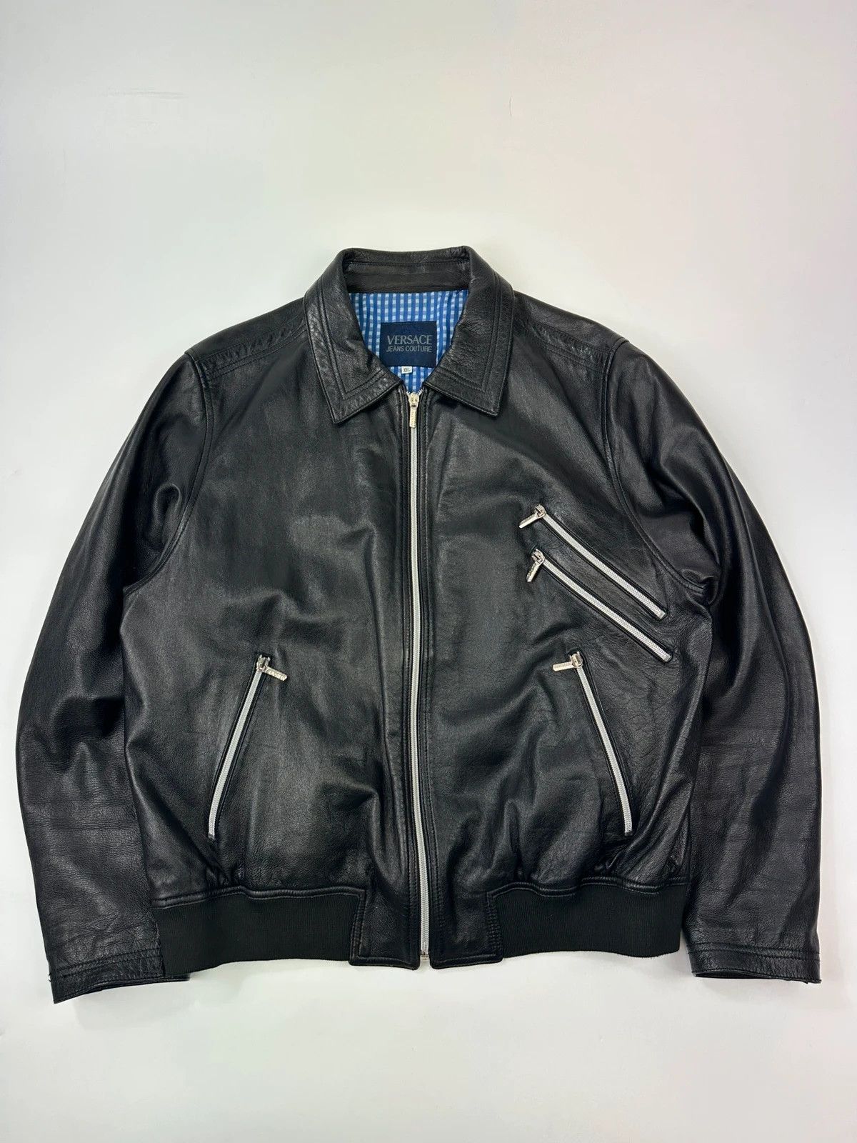 Versace Jeans Couture Versace Couture Multi Zip Black Soft Glossy Leather Jacket Size US XL / EU 56 / 4 - 1 Thumbnail