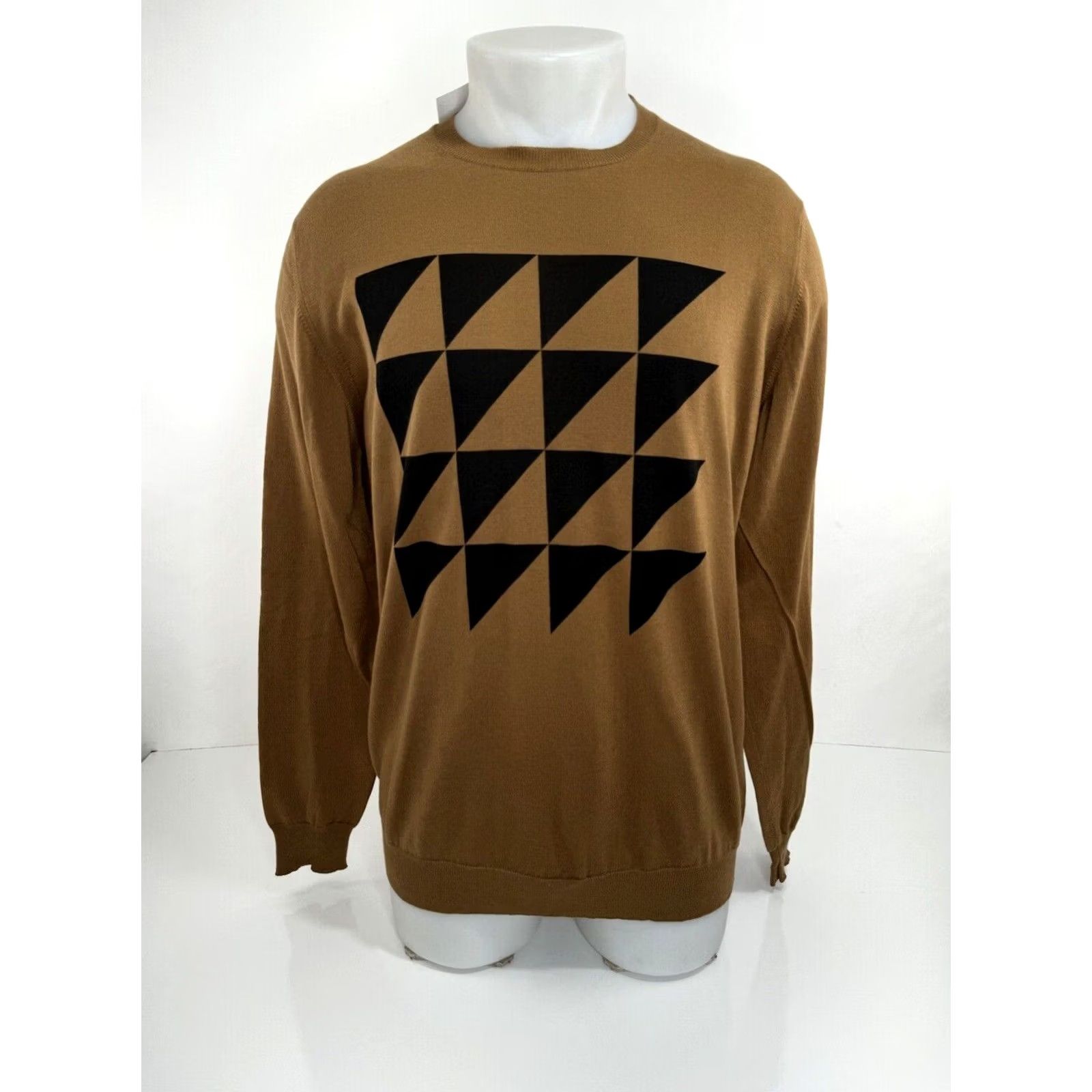 Vintage EIDOS Italy - NEW w TAG - CASHMERE BLEND Geometric Sweater XL Mens Brown / Black Pullover Geometric Cashmere Italy 485 Size US XL / EU 56 / 4 - 2 Thumbnail