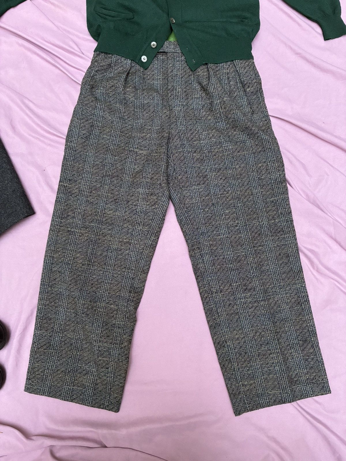 Other GREY ON BLUE PRINCE OF WALES DOUBLE PLEATED WOOL TROUSERS Size 40R - 4 Thumbnail