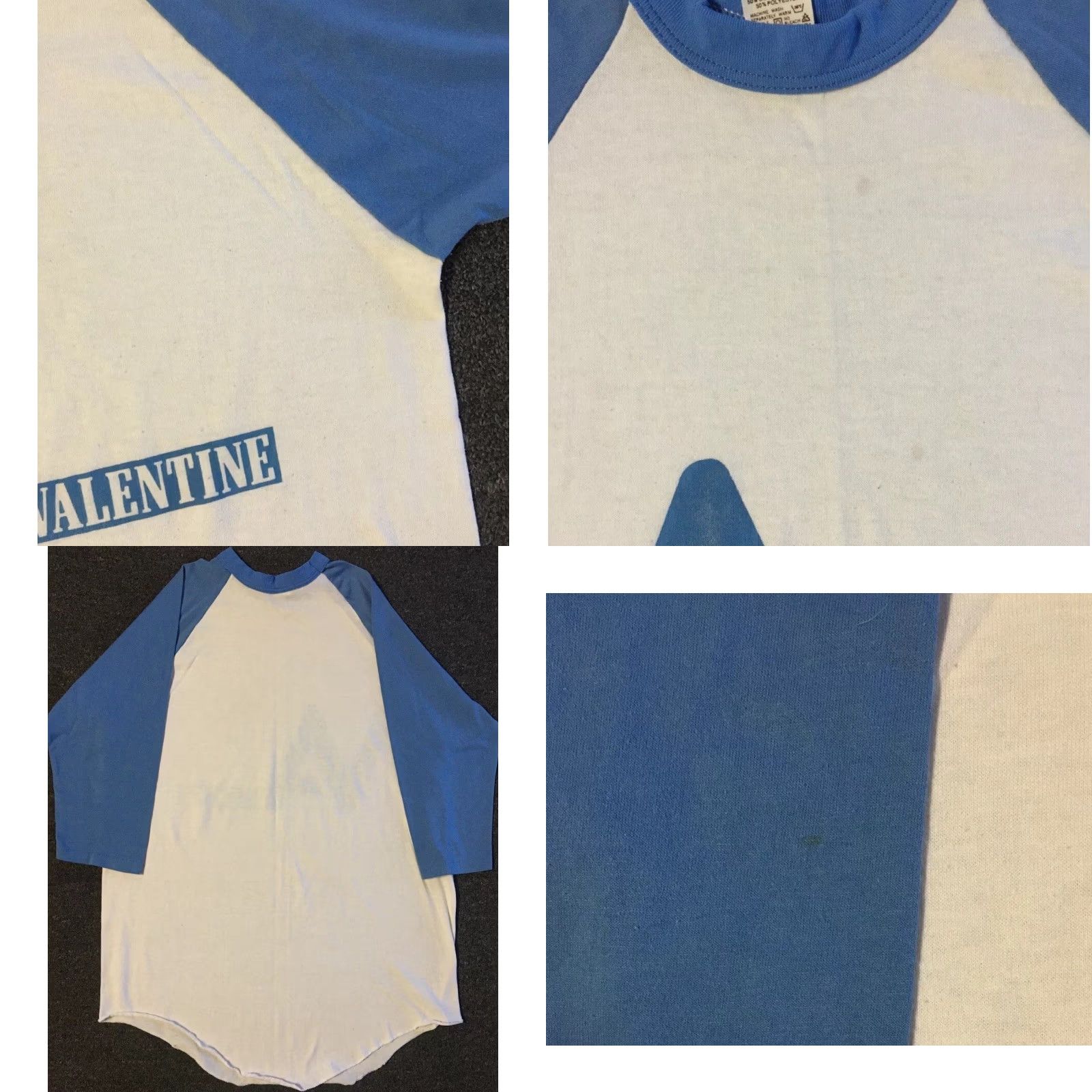 Valentino VINTAGE Russell Athletic Raglan Shirt L 3/4 Sleeve White/Blue Mens 70s 80s Grunge Punk Biker Track Retro 90s Fashion Destroyed Trucker USA Size US L / EU 52-54 / 3 - 8 Thumbnail