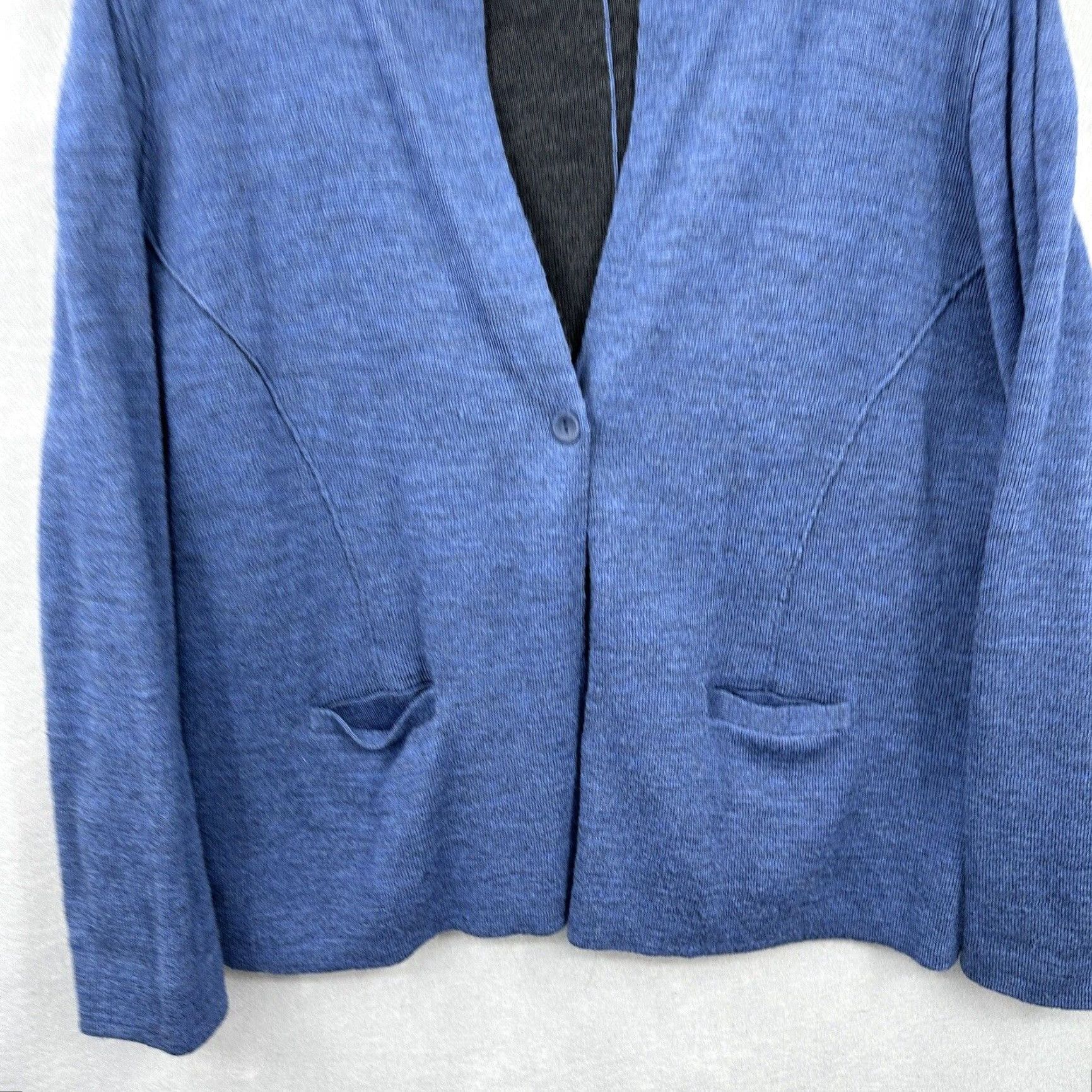 Eileen Fisher Eileen Fisher Cardigan Sweater Women Petite L Blue Merino Wool Long Sleeve Button Classic Size L / US 10 / IT 46 - 4 Thumbnail