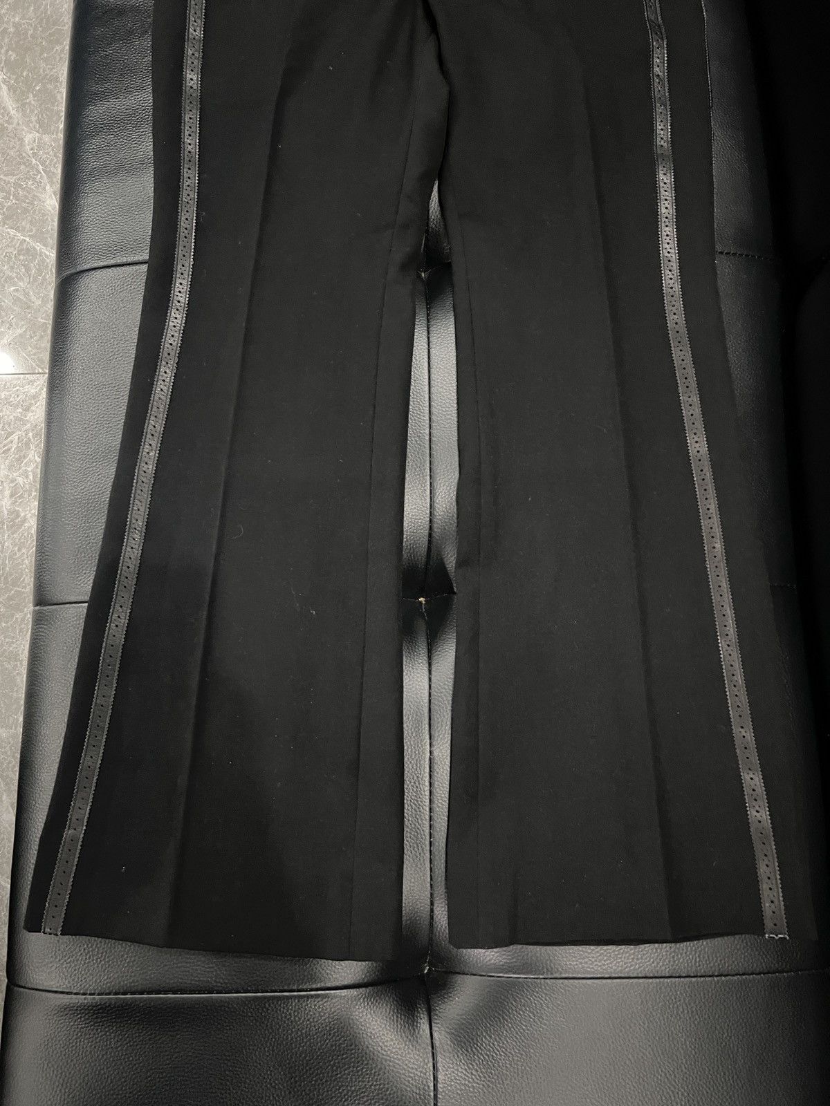 Number (N)ine Number (N)ine FW06 “Noir” Runway Leather Stripe Flared Trous Size 38R - 4 Thumbnail