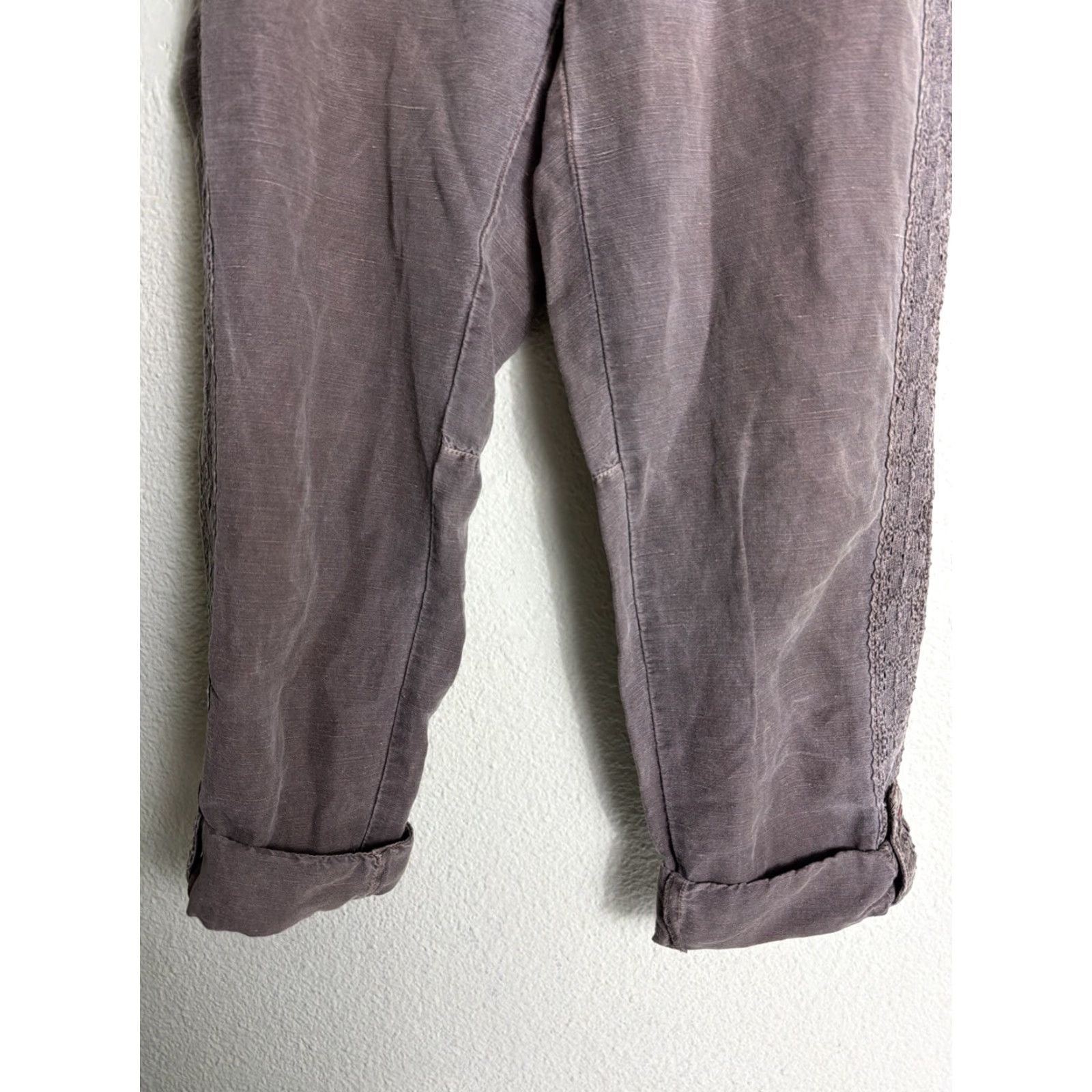 Vintage Sundance Womens Capri Pants Brown 32x23 Petite 10P Lace Linen Cotton Festival Capris Womens Pants Brown Capris 10P Size 32" / US 10 / IT 46 - 2 Thumbnail
