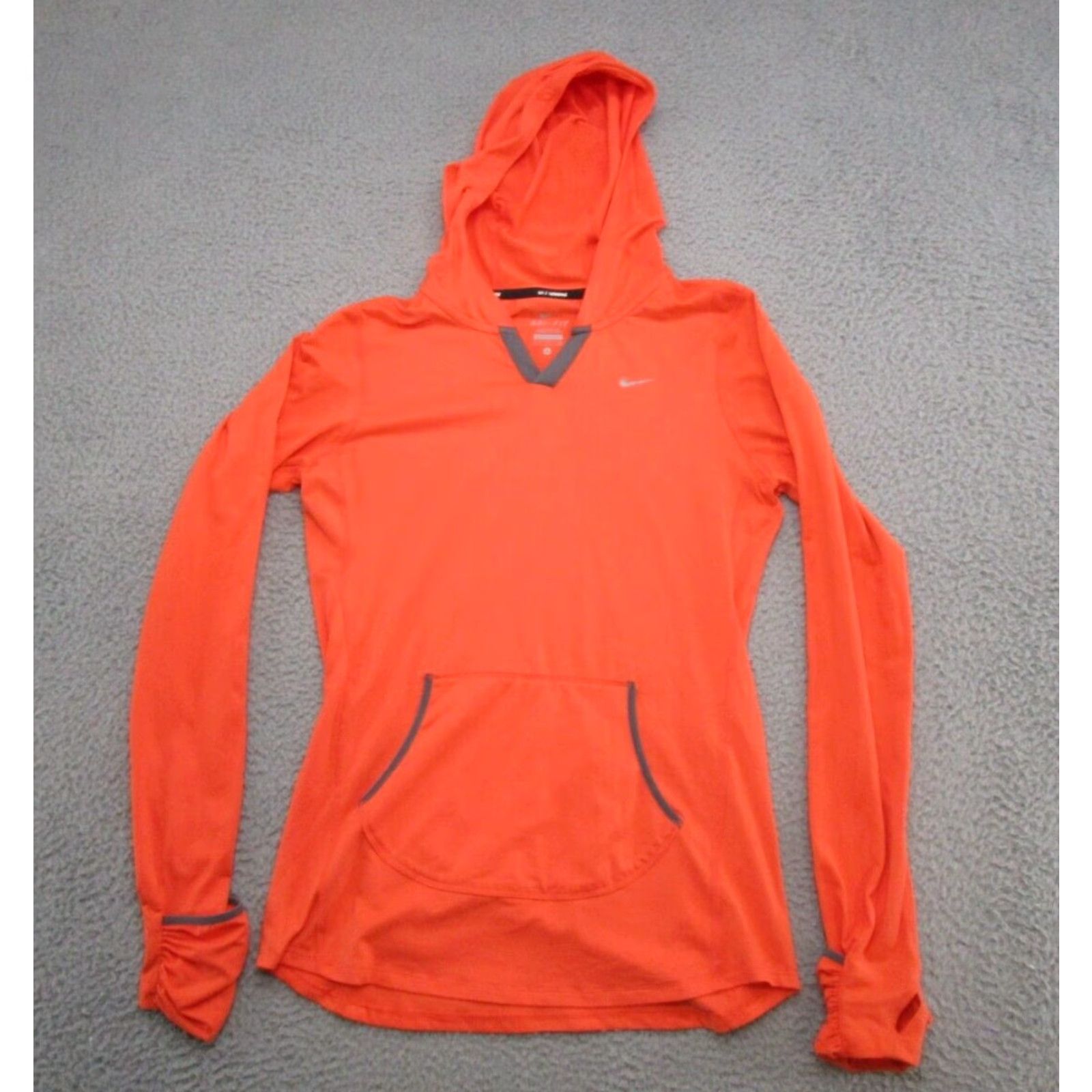 Nike Nike Dri-FIT Running V-Neck Orange Lightweight Hoodie Womens Size S Size S / US 4 / IT 40 - 2 Thumbnail