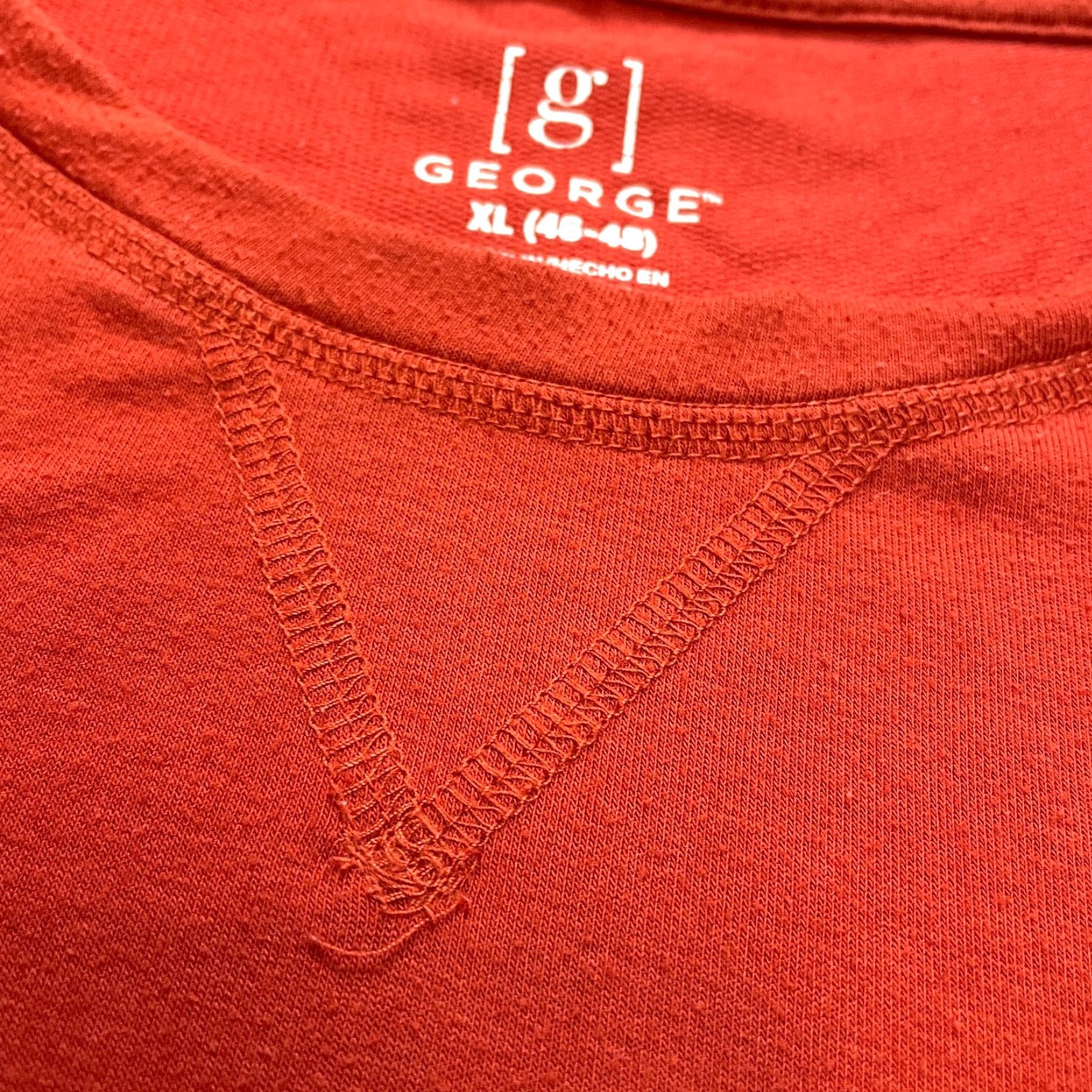 George George Shirt Mens XL Orange Long Sleeve Crew Neck Solid Adult T-Shirt Size US XL / EU 56 / 4 - 4 Thumbnail