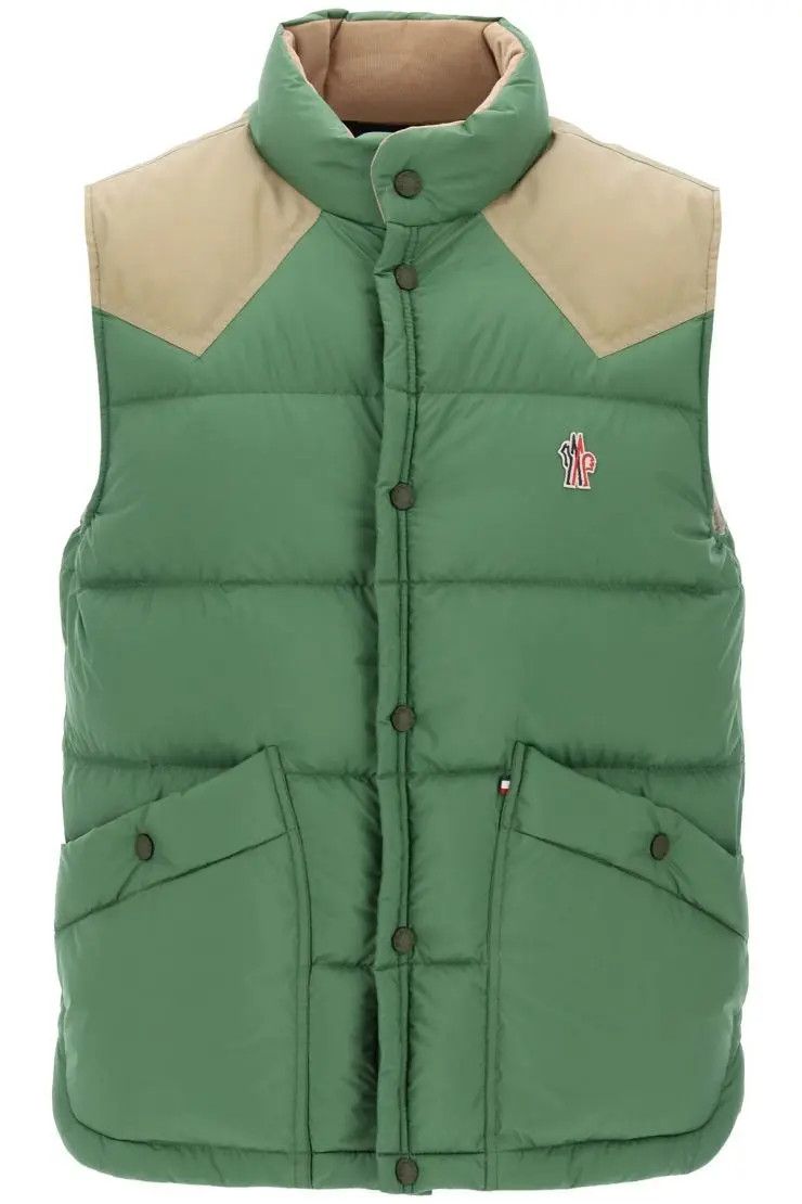 image of Moncler Grenoble O1S22I1N0324 Padded Feather Vest In Green, Men's (Size Small)