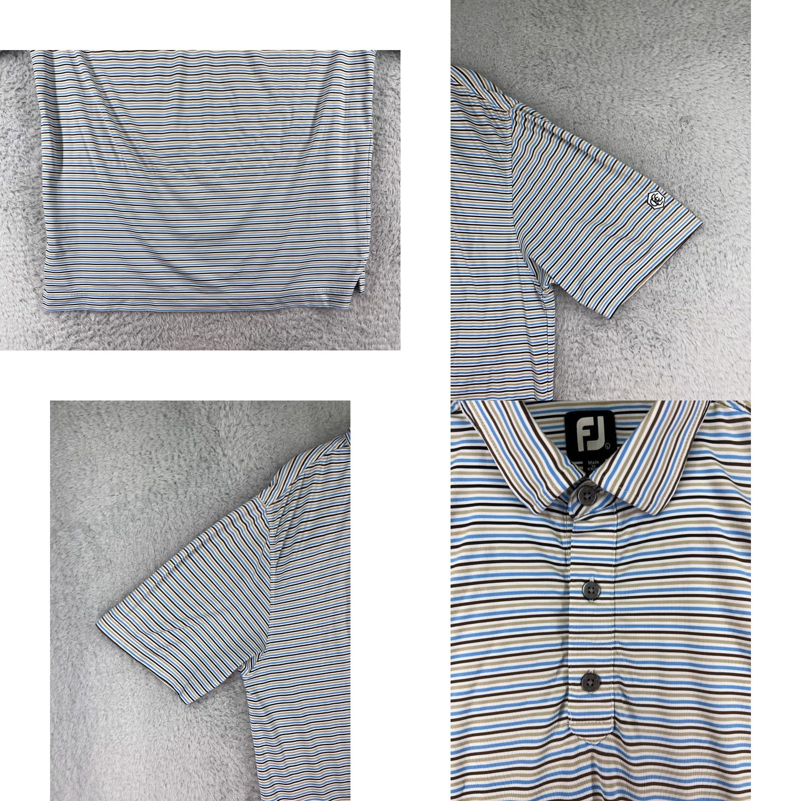 Footjoy FootJoy Polo Shirt Men L Blue Striped Polo Shirt Lightweight Polyester Size US L / EU 52-54 / 3 - 8 Thumbnail