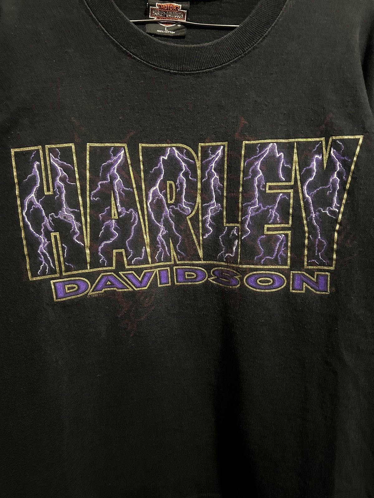 Harley Davidson VTG 90s Harley Davidson Purple Lighting LongSleeve Size L Size US L / EU 52-54 / 3 - 2 Thumbnail