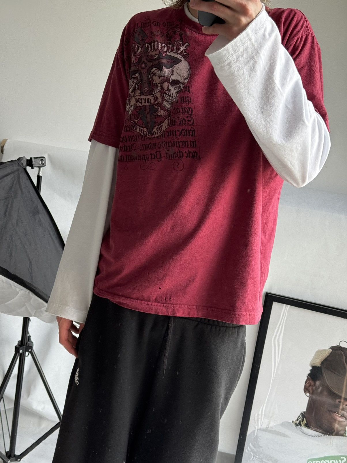 Ken Carson Affliction Ken carson Style Grunge Skull Tee Red L size Goth Size US L / EU 52-54 / 3 - 3 Thumbnail