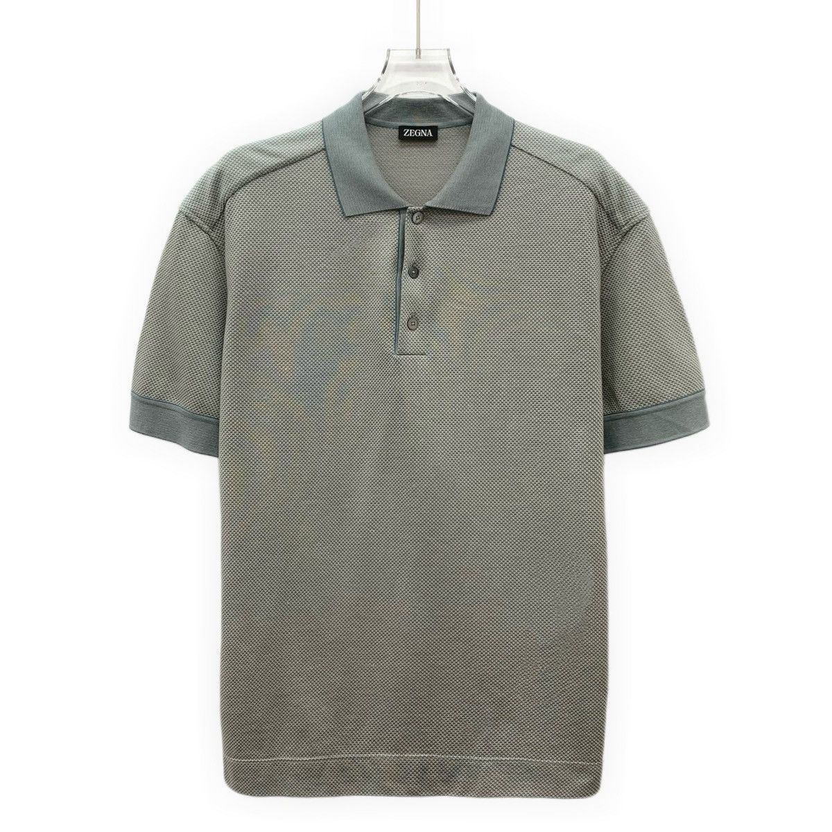 Z Zegna Zegna Greyish Green Collared Short Sleeve Polo Shirt K26WX Size US M / EU 48-50 / 2 - 1 Thumbnail