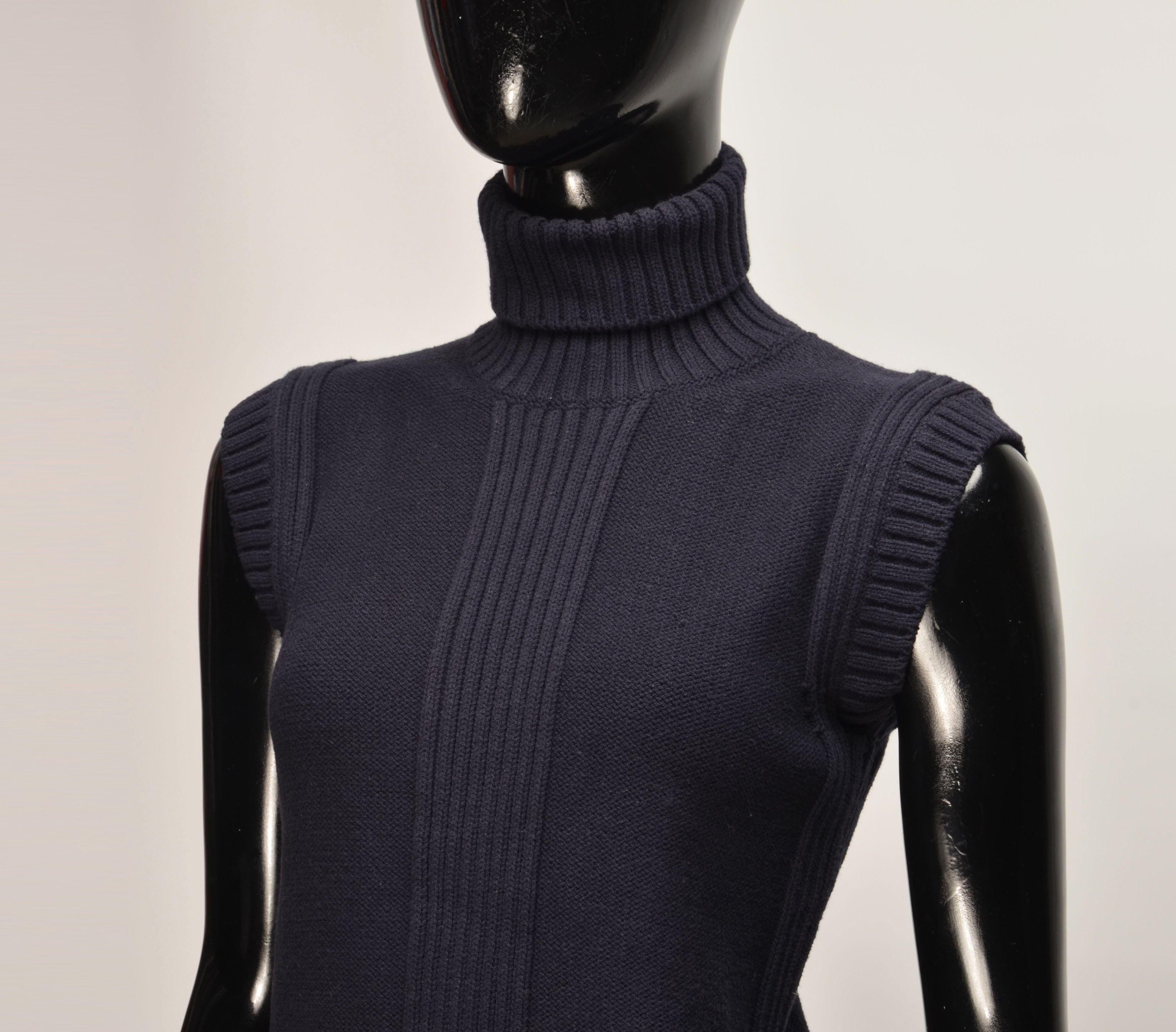 Sonia Rykiel Vintage Sonia Rykiel 90's Navy Knitted Turtleneck Top Size S / US 4 / IT 40 - 2 Thumbnail