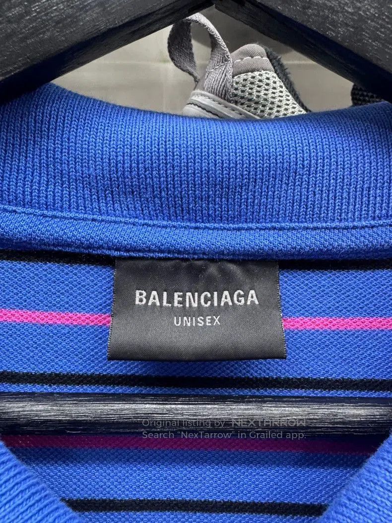 Balenciaga Balenciaga Purple Stripe Polo Shirt. Size US M / EU 48-50 / 2 - 3 Thumbnail