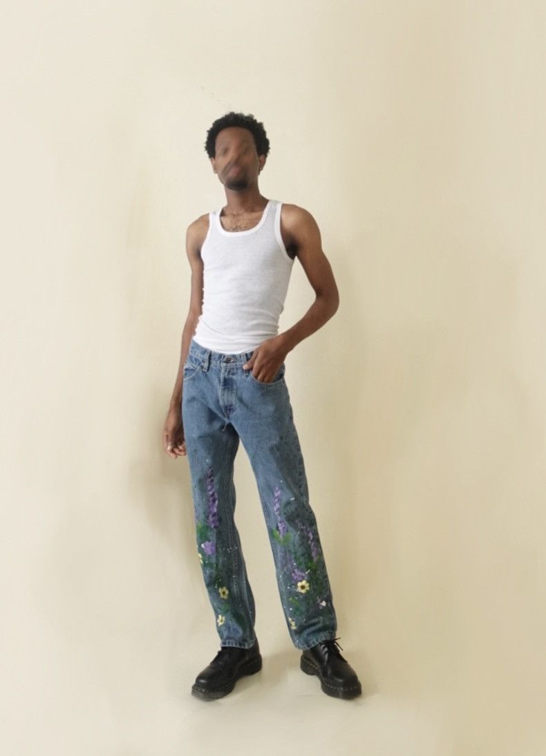 image of Art x Vintage Paint Splatter Lilac Jeans in Blue, Men's (Size 30)