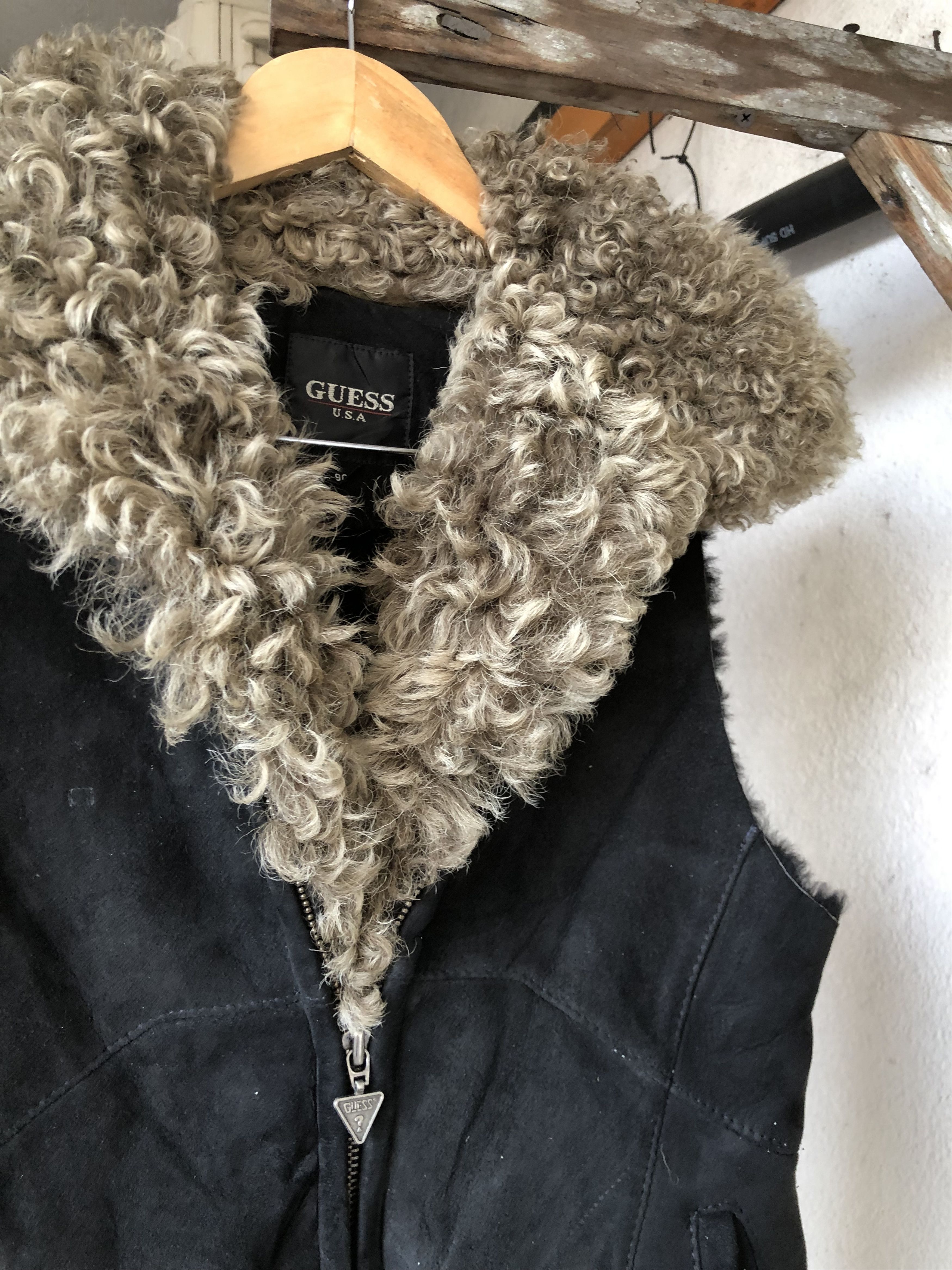 Guess Rare🔥 Guess Sheepskin Outer Vest Jacket Punk Size S / US 4 / IT 40 - 4 Thumbnail
