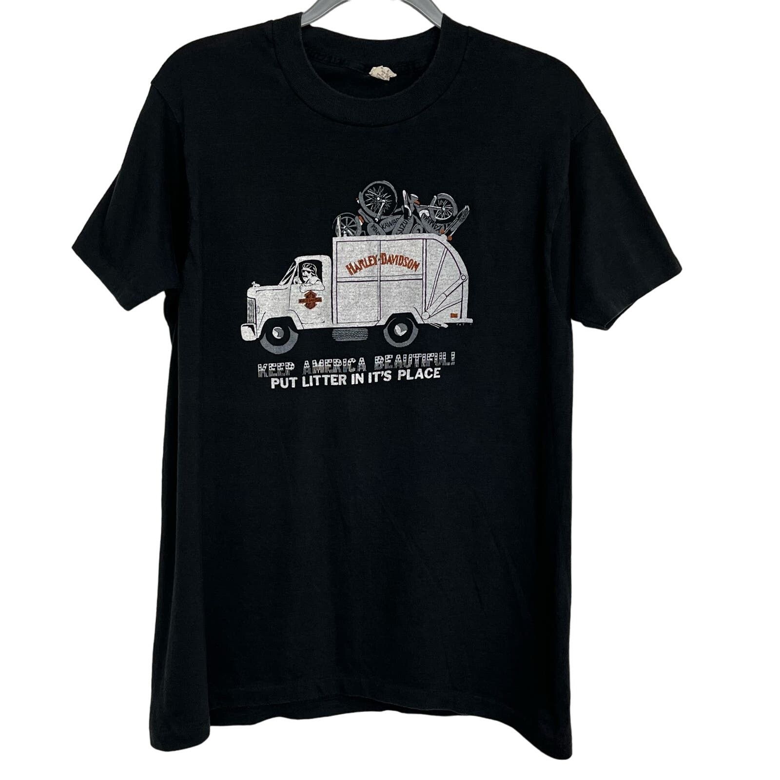 image of Screen Stars Vintage 1980S Harley Davidson Short Sleeve Single Stitch in Black, Men's (Size XL)