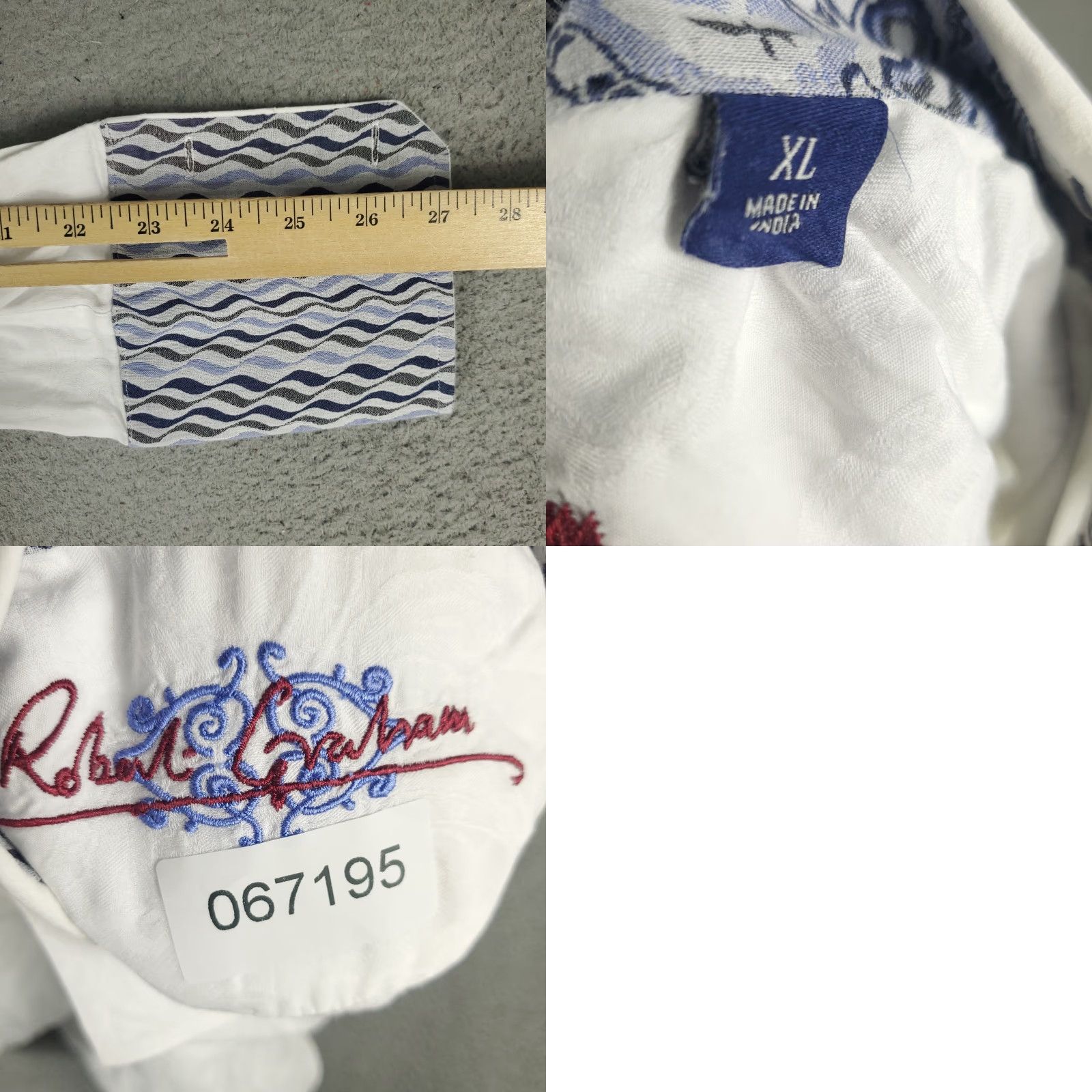 Robert Graham Robert Graham Shirt Mens XL White Button-Up Long Sleeve Collar Oxford Cotton Modern Classic Preppy Size US XL / EU 56 / 4 - 8 Thumbnail