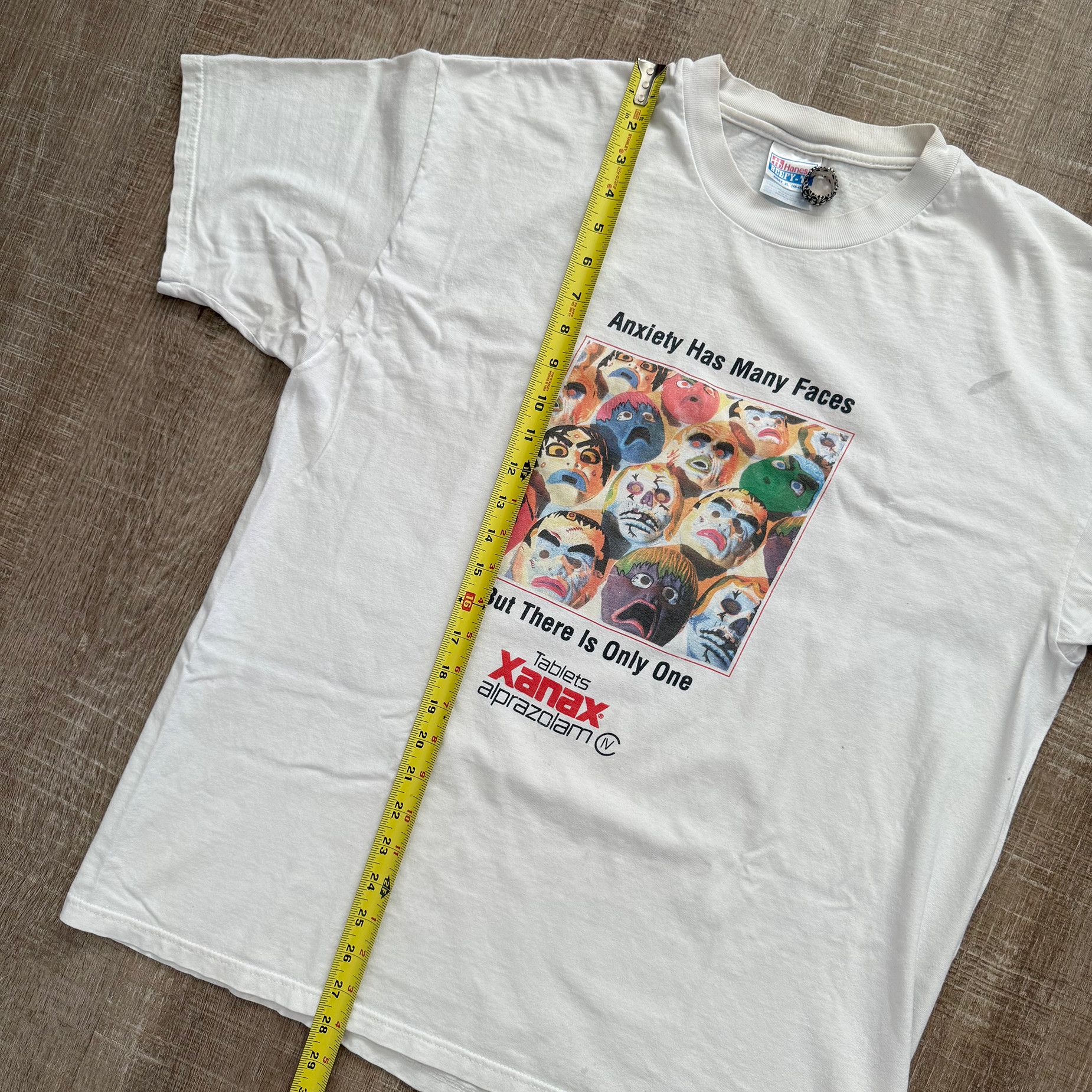 Vintage 1995 Vintage Xanax Alprazolam Anxiety Has Many Faces Tee Size US XL / EU 56 / 4 - 13 Thumbnail
