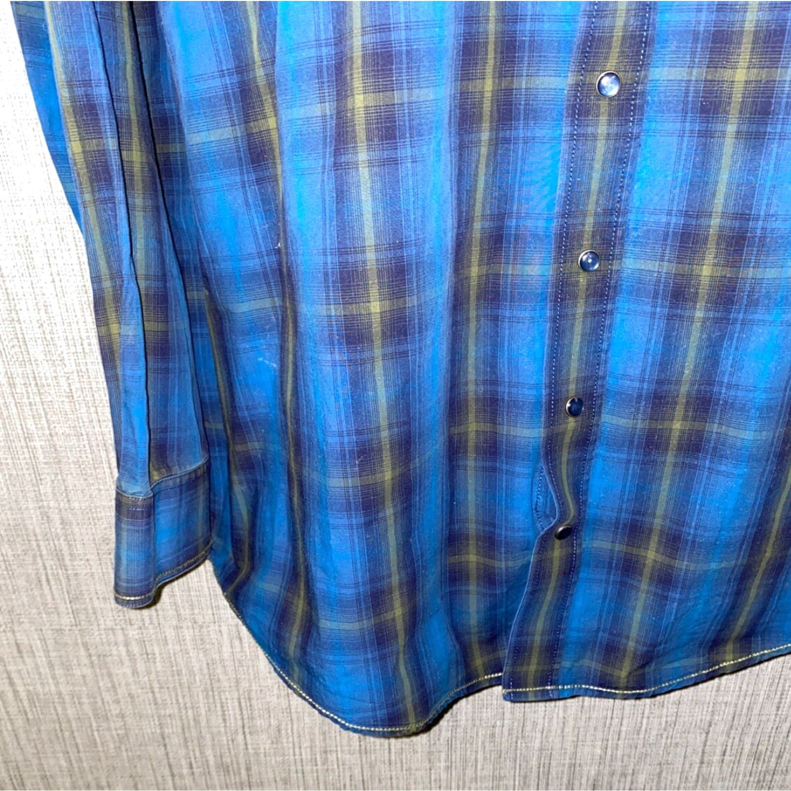 Vintage Panhandle Rough Stock Shirt Men 2XL Plaid Long Sleeve Snap Button Casual Blue/Green Size US XXL / EU 58 / 5 - 4 Thumbnail