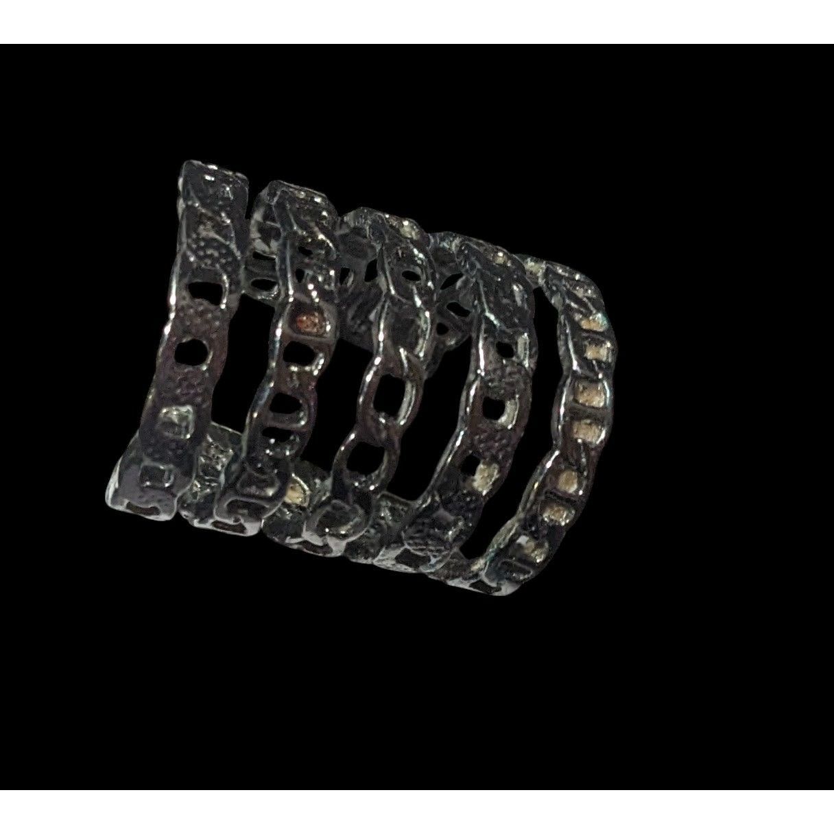 Other Grunge Punk Gunmetal Tone 5 Layer Chain Style Ring Size 5 1/ Size ONE SIZE - 8 Thumbnail