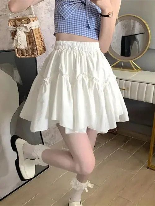 Japanese Brand × Vintage Kawaii Mini Skirts Women White Fungus Patchwork Summer Size 27" / US 4 / IT 40 - 4 Thumbnail