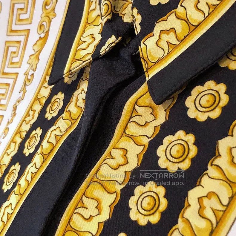 Versace Black gold baroque silk shirt