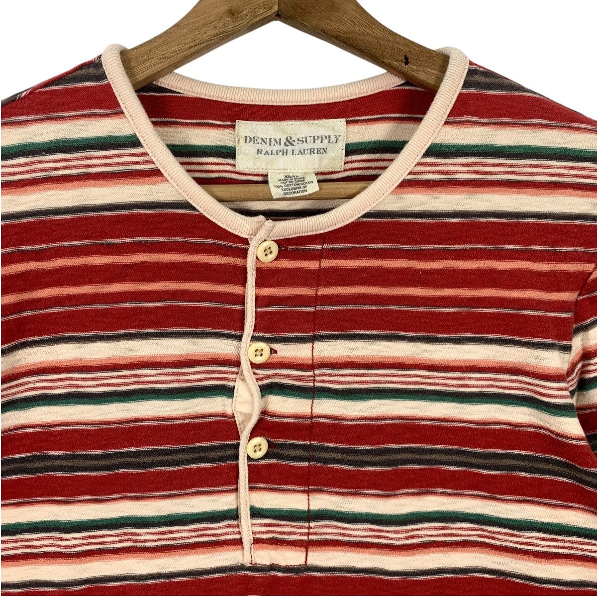 Ralph Lauren Denim Supply RALPH LAUREN Stripe Henley Tee Shirt Size US XS / EU 42 / 0 - 3 Thumbnail