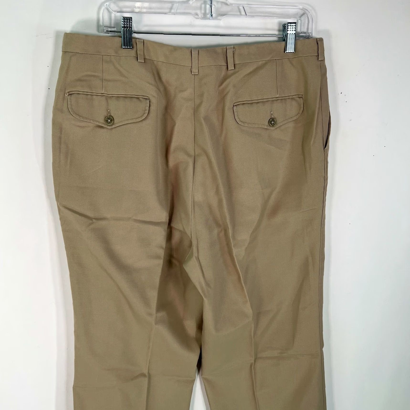 Vintage The Denver Mens Dress Pants Flat Front Khaki Beige 36X34 Regular Inseam 33in Beige NWT Mens Pants Size US 36 / EU 52 - 7 Thumbnail