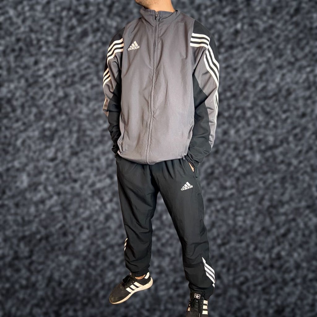 Adidas Adidas Tracksuit Jacket Pants L Mens Gray Vintage Set Includes Jacket Pants Shirt/Hoodie (adapt as one category: Tracksuit) Size 42R - 1 Thumbnail
