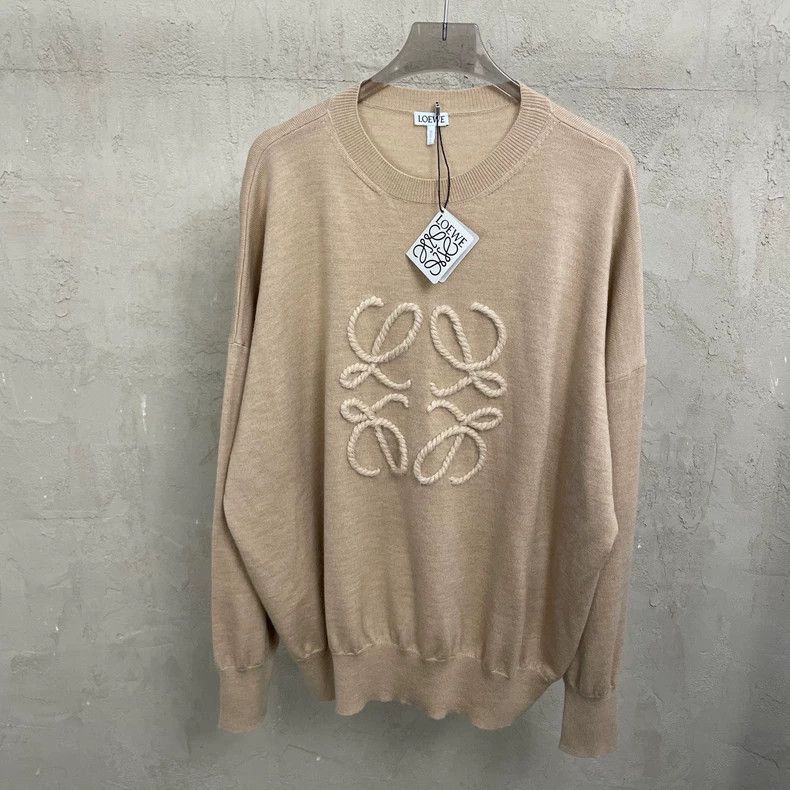 Loewe loewe Brown chest large knit logo round-neck wool sweater 2 Size US S / EU 44-46 / 1 - 1 Thumbnail