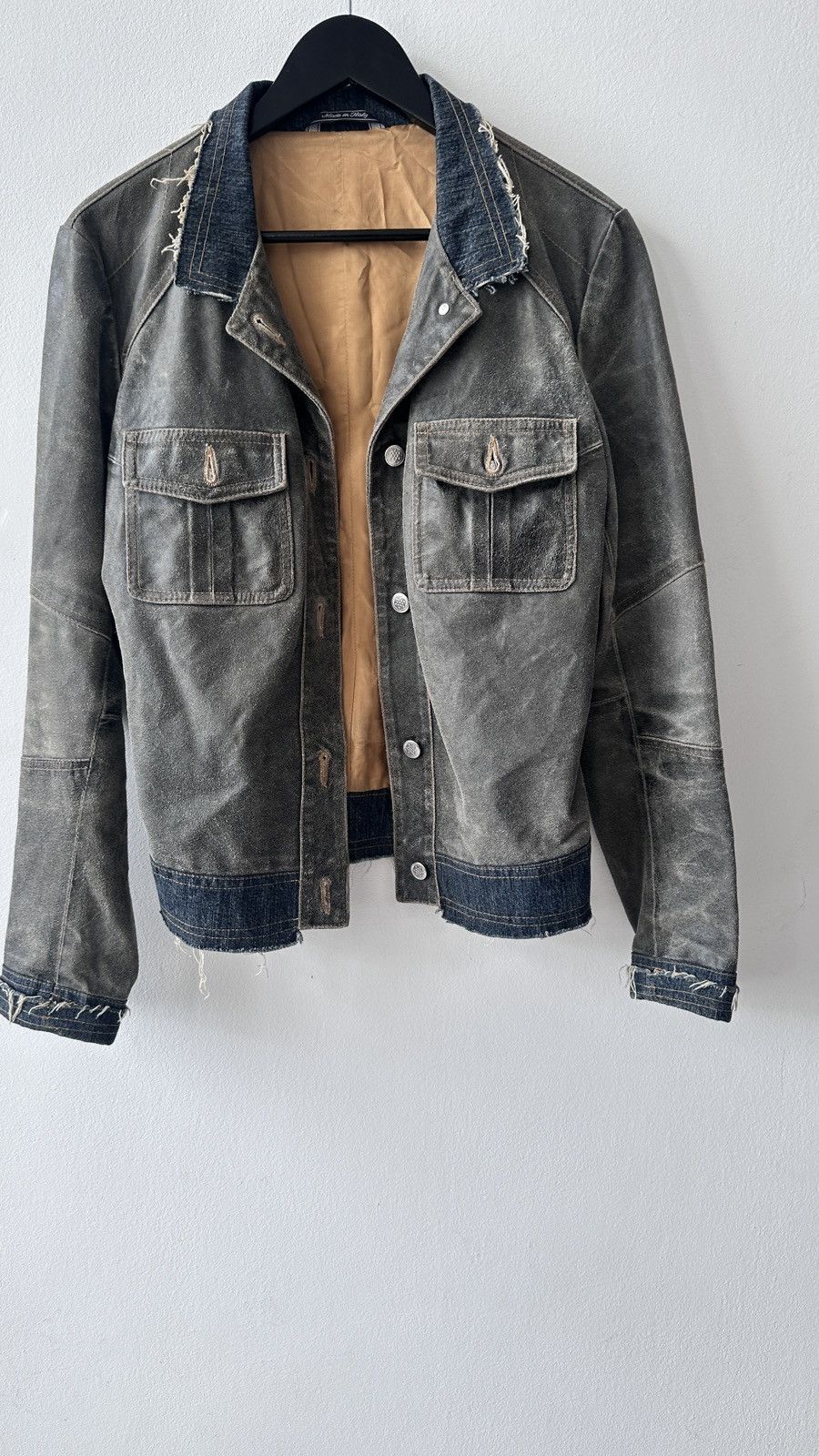 Baldinini Baldinini Italy Distressed Leather Denim Jacket 44 Archive Size M / US 6-8 / IT 42-44 - 6 Thumbnail