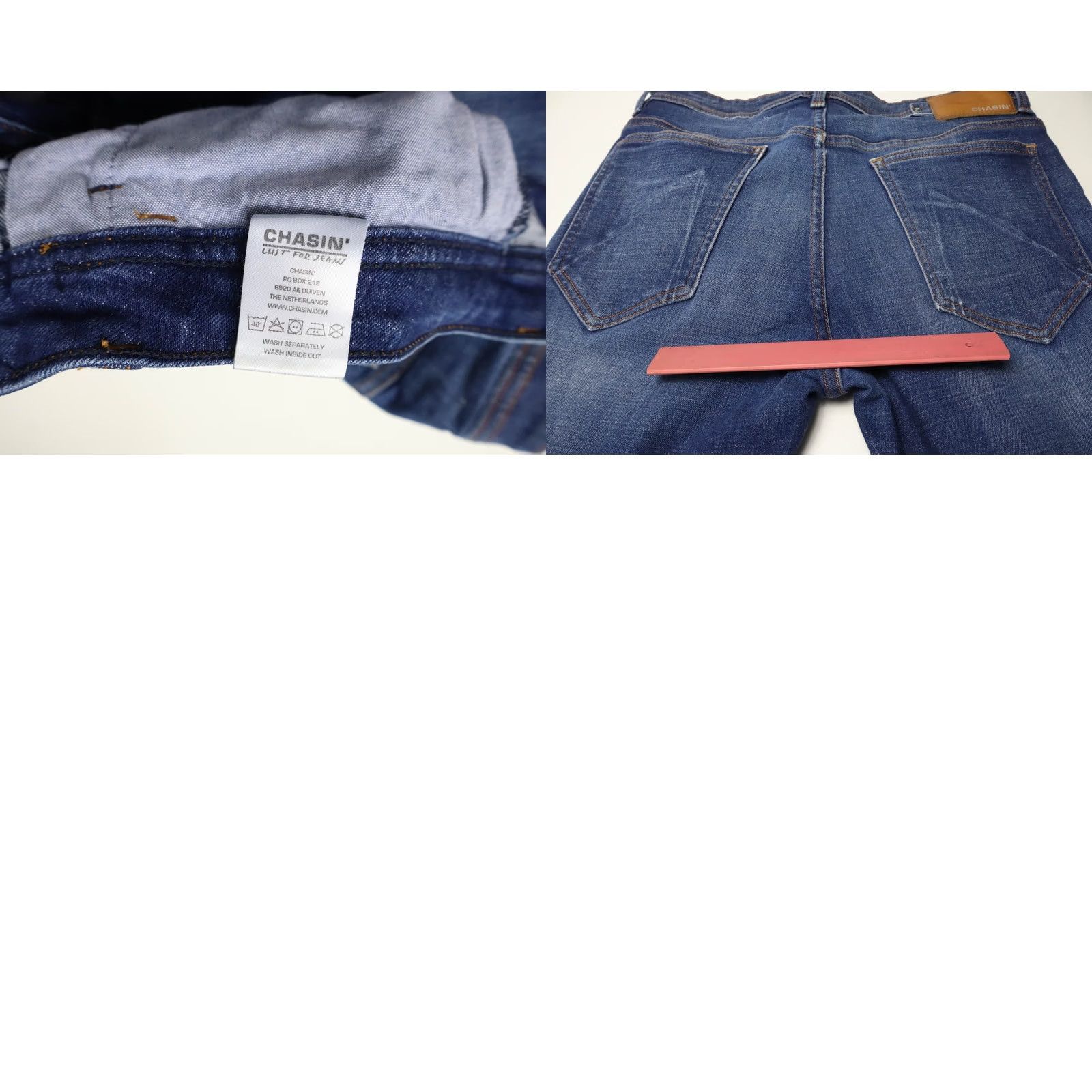 Vintage CHASIN Ego Mils Jeans Men's W32/L32 Blue Whiskers Faded Slim Fit Stretched Size US 32 / EU 48 - 8 Thumbnail