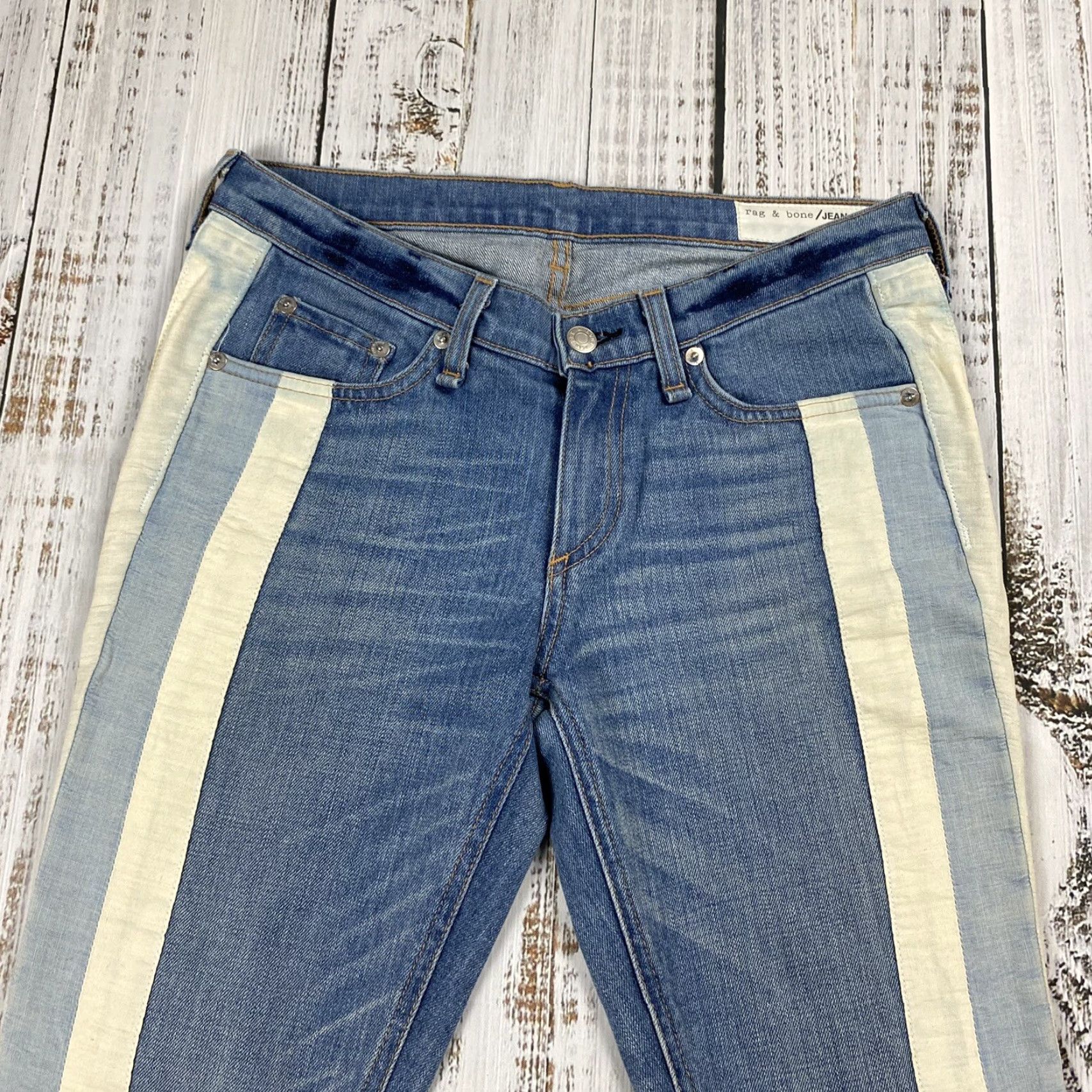 Rag & Bone RAG & BONE RELAY SKINNY JEANS Denim Zipper Ankle Stripe 26 Blue Women's Size 26" / US 2 / IT 38 - 2 Thumbnail