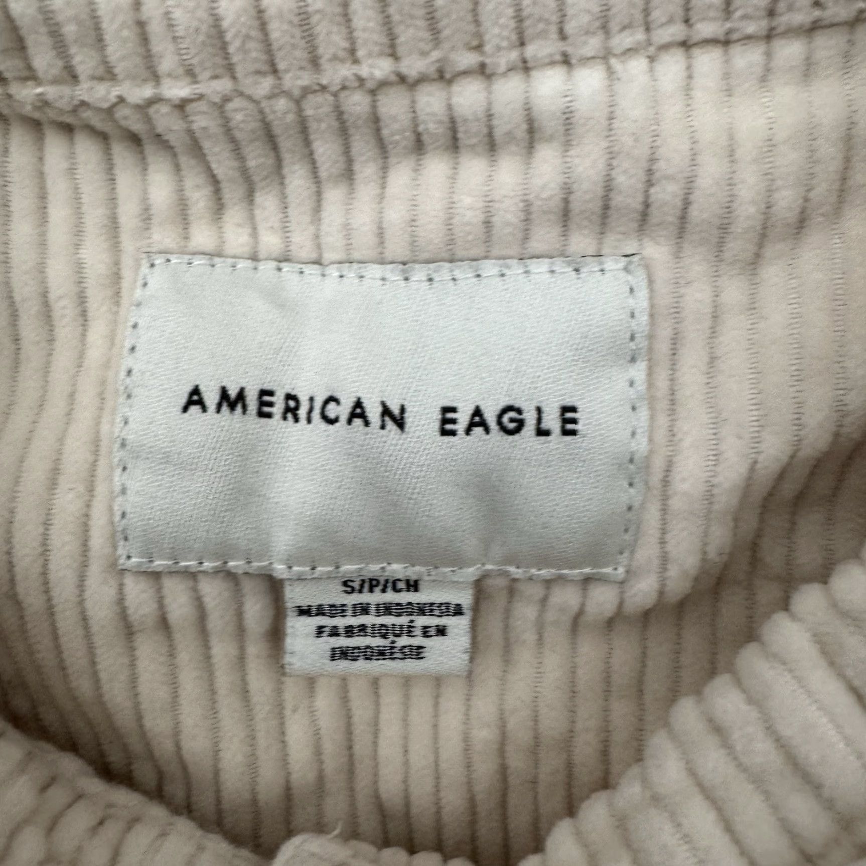 American Eagle Outfitters American Eagle Cropped Top Shirt Womens Size S Corduroy Grunge Casual Long Sleeve White 100% Cotton Pocketed Button-Up Decade Grunge Size S / US 4 / IT 40 - 5 Thumbnail