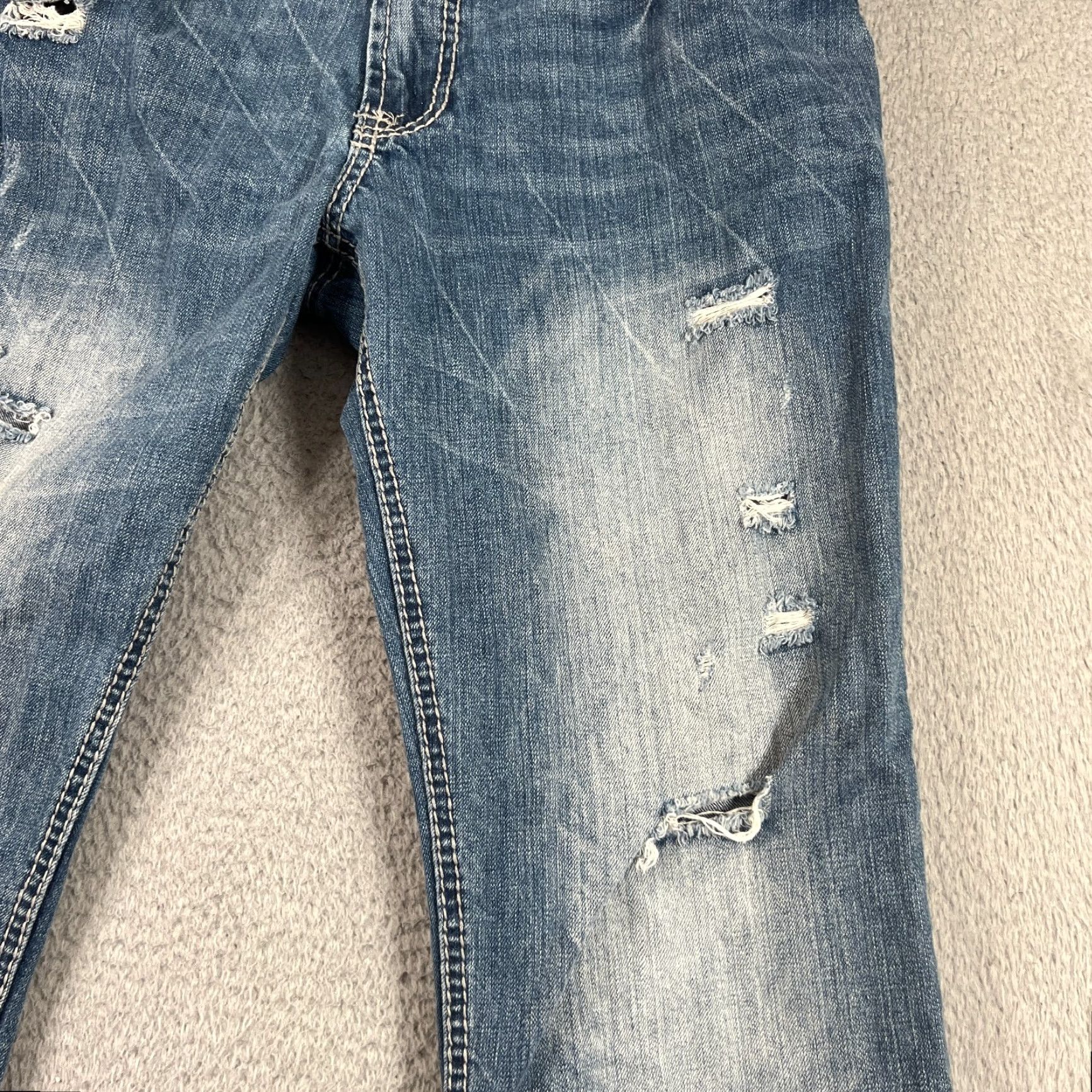 Denime TK Axel Jeans Men 34x32 Distressed Straight Fit Denim Pants Blue 5-Pocket Regular Rise 35in Waist Vintage? No (Preowned) Mens Size US 35 - 3 Thumbnail