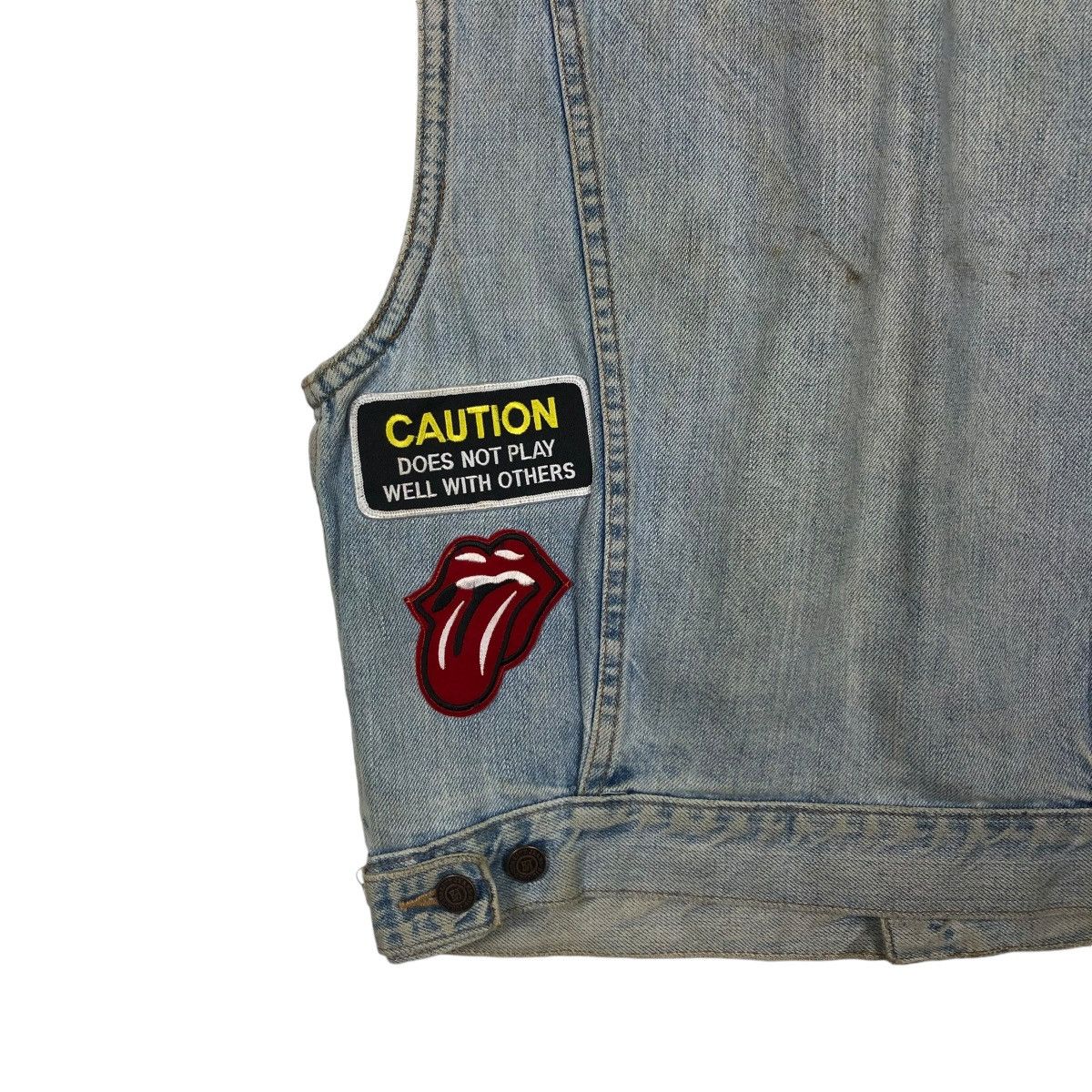 Japanese Brand 🔥DISTRESSED DENIM TANK TOP SLEEVELESS BIG JOHN USA PATCHES Size US M / EU 48-50 / 2 - 12 Thumbnail