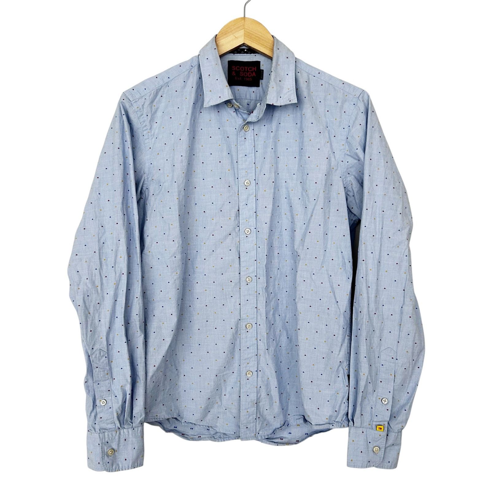 Scotch & Soda Scotch & Soda Blue Polka Dot Camp Button Down Shirt Sz M Size US M / EU 48-50 / 2 - 2 Thumbnail