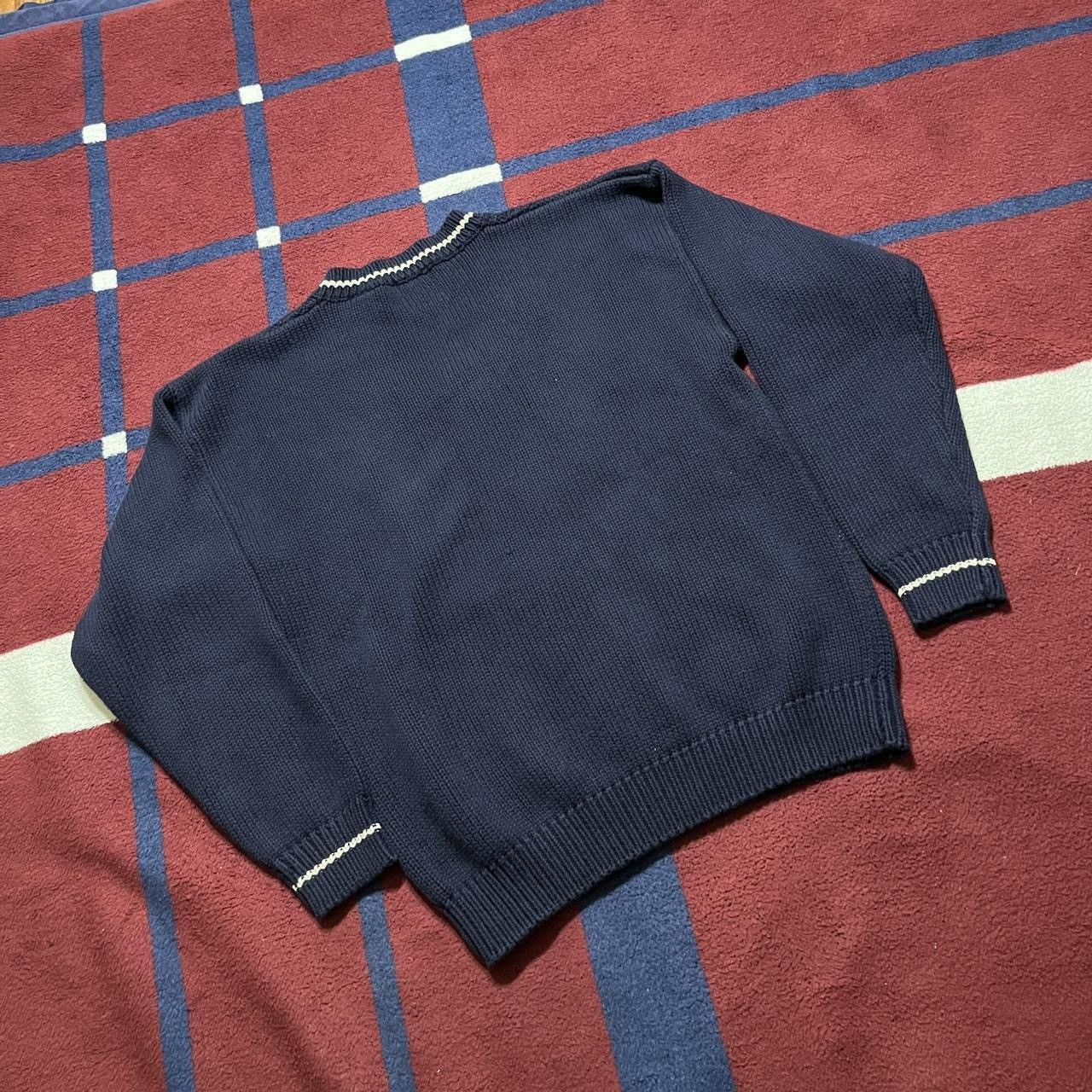 Gap GAP navy blue v neck cut varsity chain link cable sweater Size US S / EU 44-46 / 1 - 2 Thumbnail