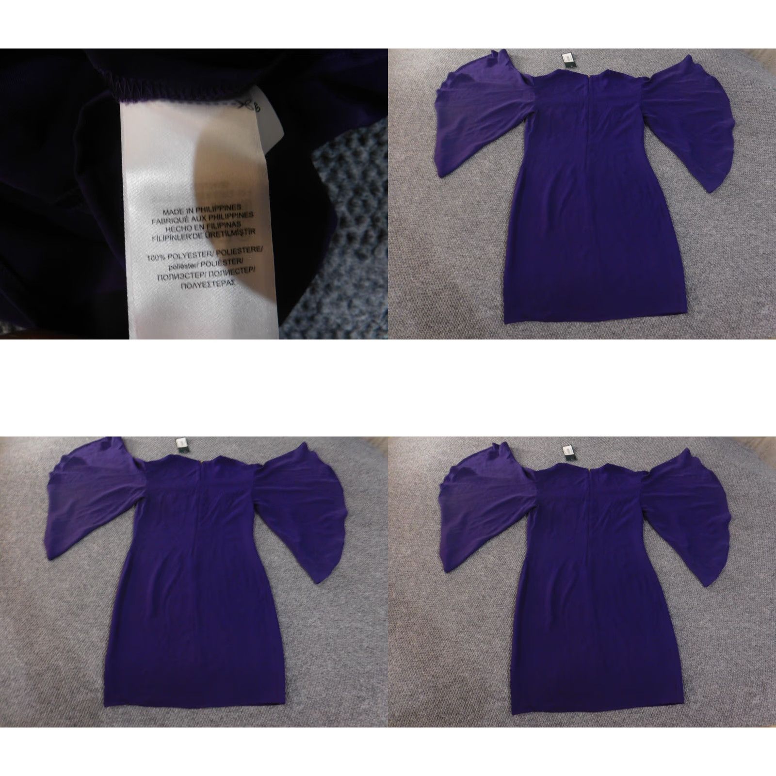 Ralph Lauren Lauren Ralph Lauren dress Purple A-Line Bell Sleeve Zip Womens Midi Lined Cotton Polyester Viscose Knit Crochet 2 Regular Spring Womens Size XS / US 0-2 / IT 36-38 - 8 Thumbnail