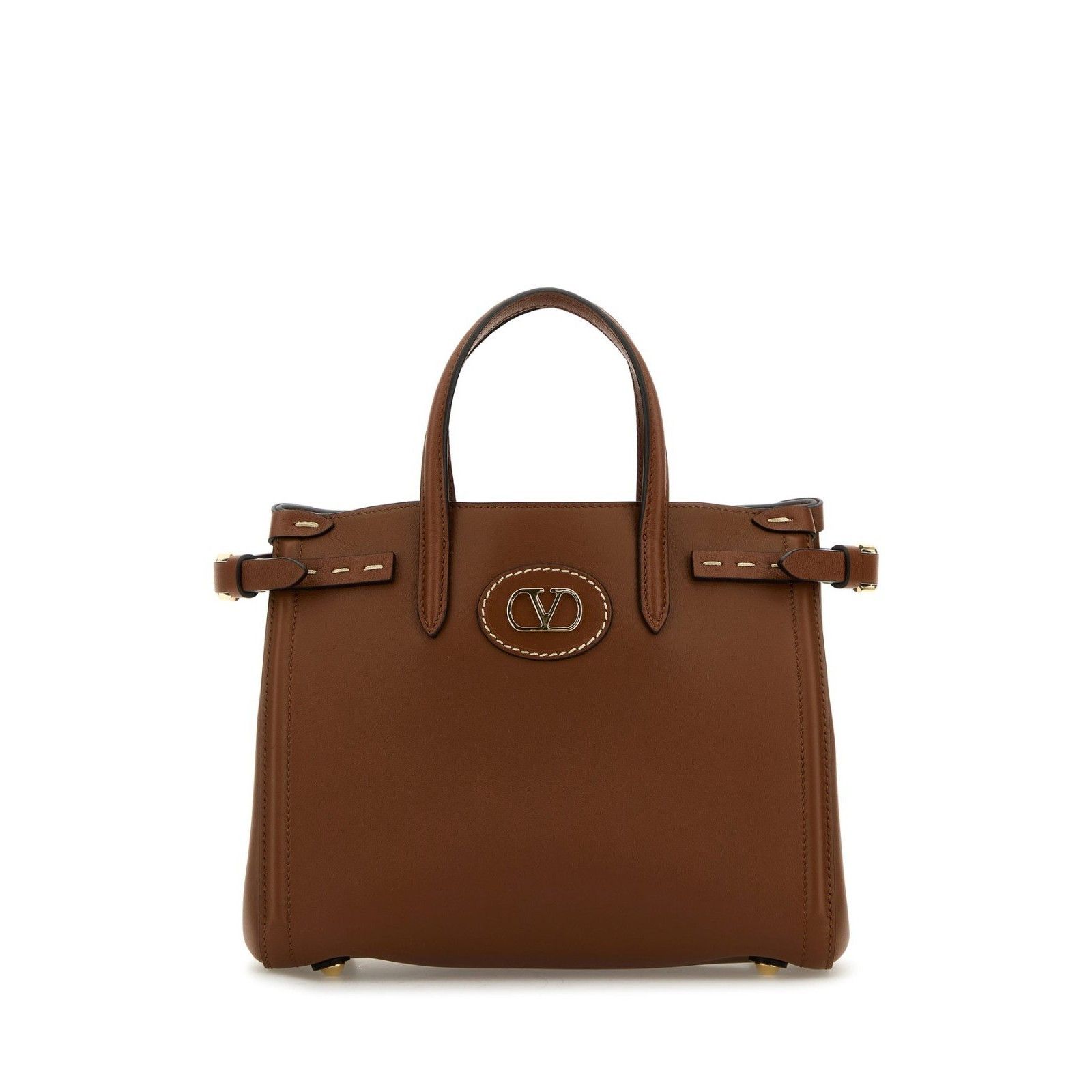 VALENTINO GARAVANI Antibes Medium Tabacco Brown Leather Top